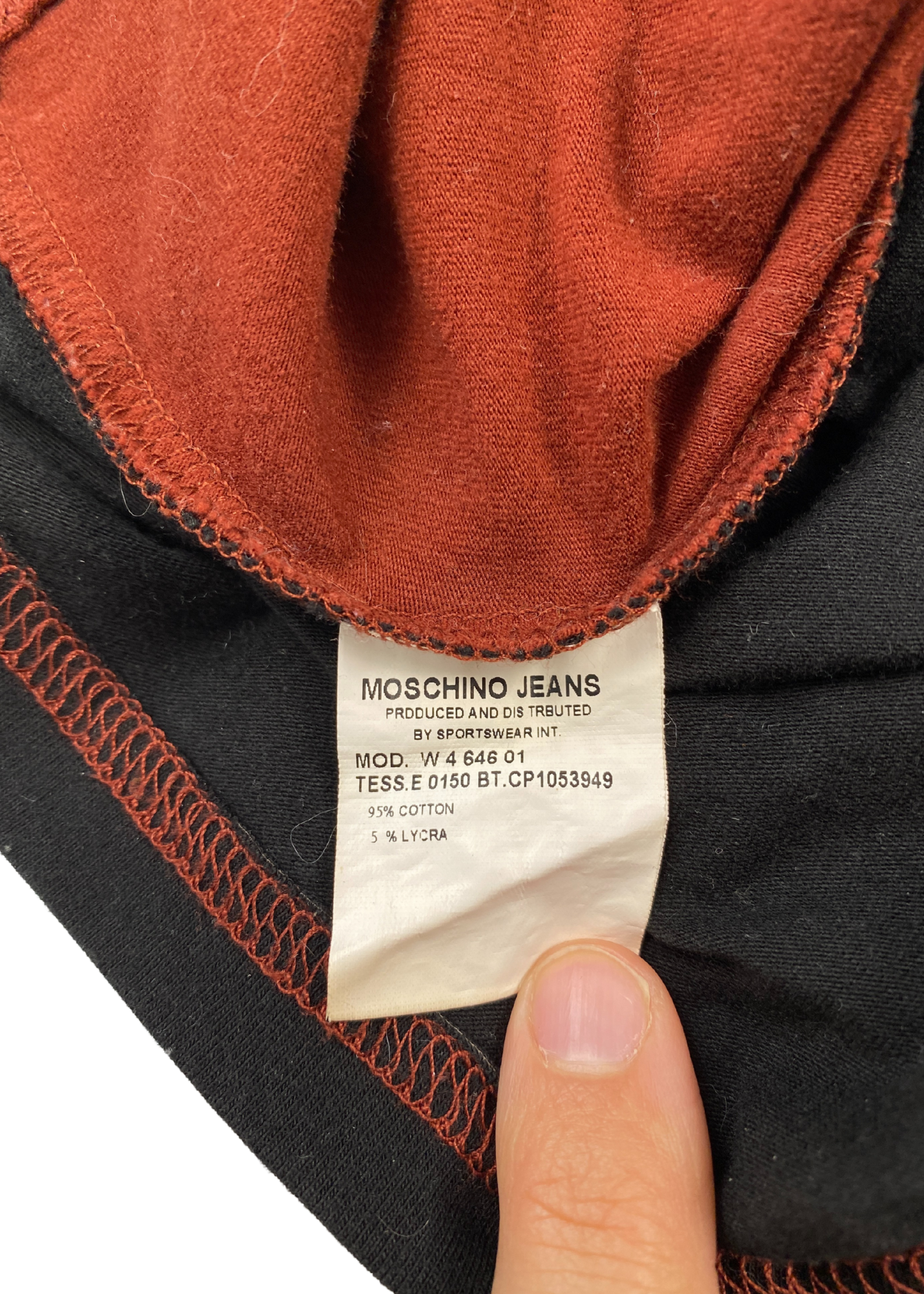 MOSCHINO JEANS (AS IS) V Neck Scribble Flocking Print