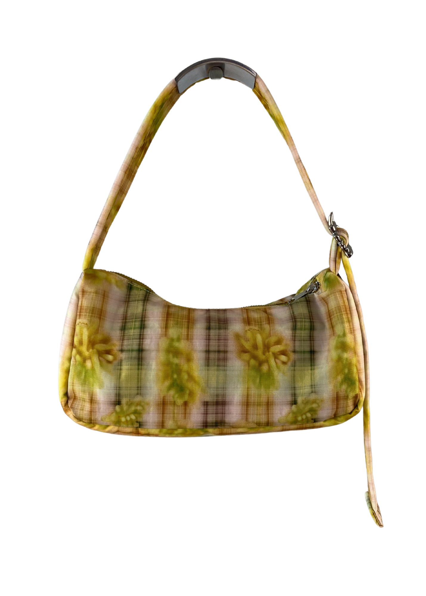 BAGGU X COLLINA STRADA Check Floral Nylon Shoulder Bag Silver Buckle