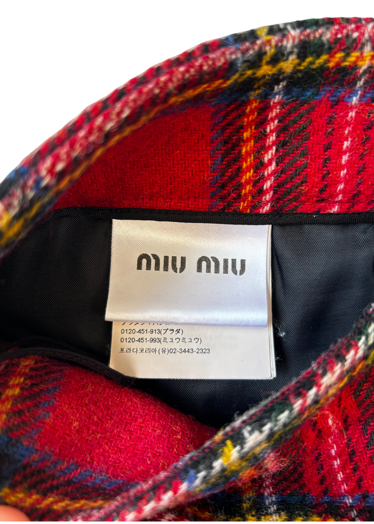 MIU MIU FW2019 Shetland Wool Tartan Mini Skirt
