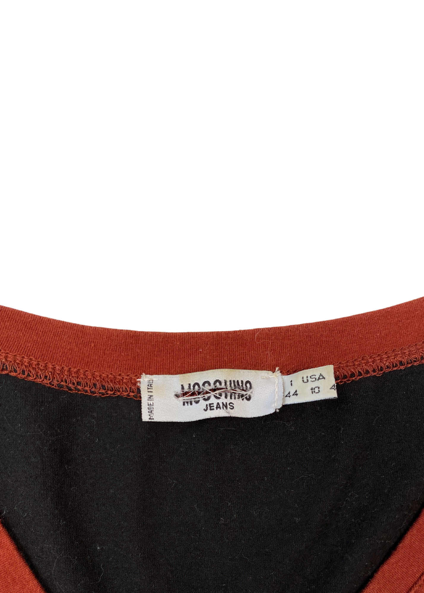 MOSCHINO JEANS (AS IS) V Neck Scribble Flocking Print