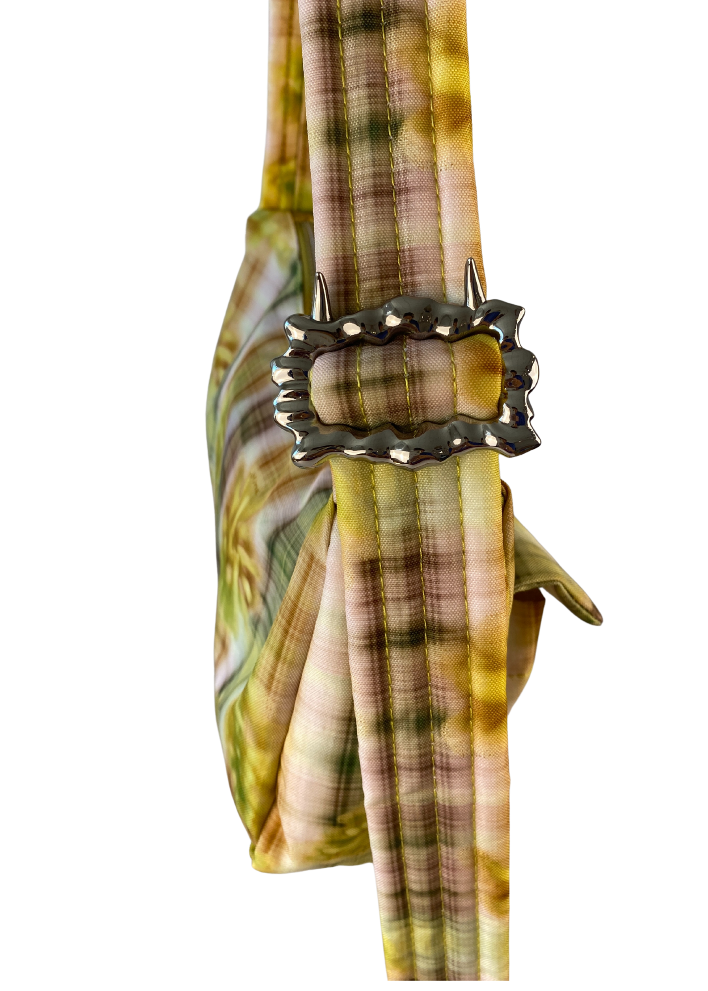 BAGGU X COLLINA STRADA Check Floral Nylon Shoulder Bag Silver Buckle