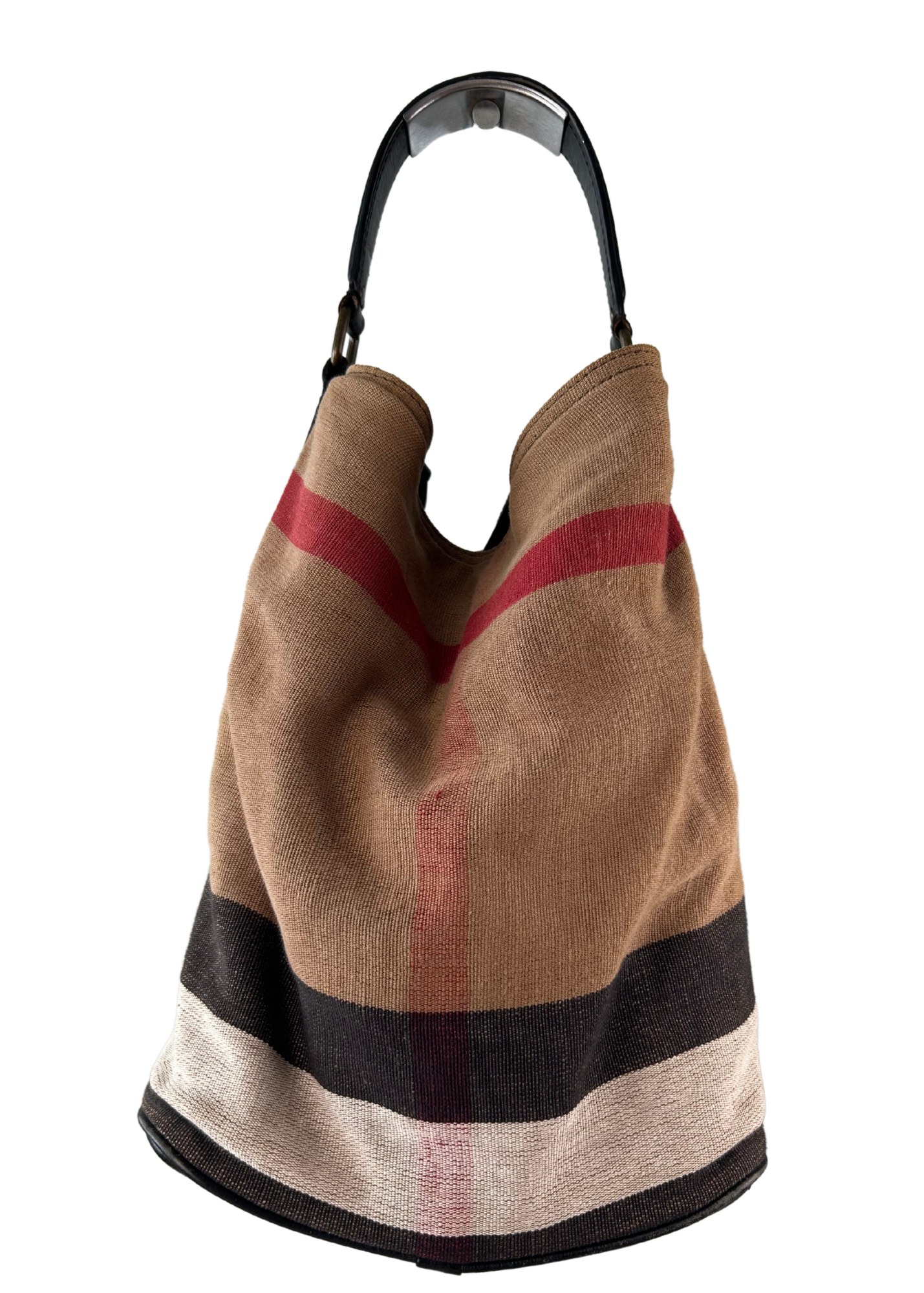 BURBERRY 'Ashby' Mega Nova Check Canvas Hobo Bag