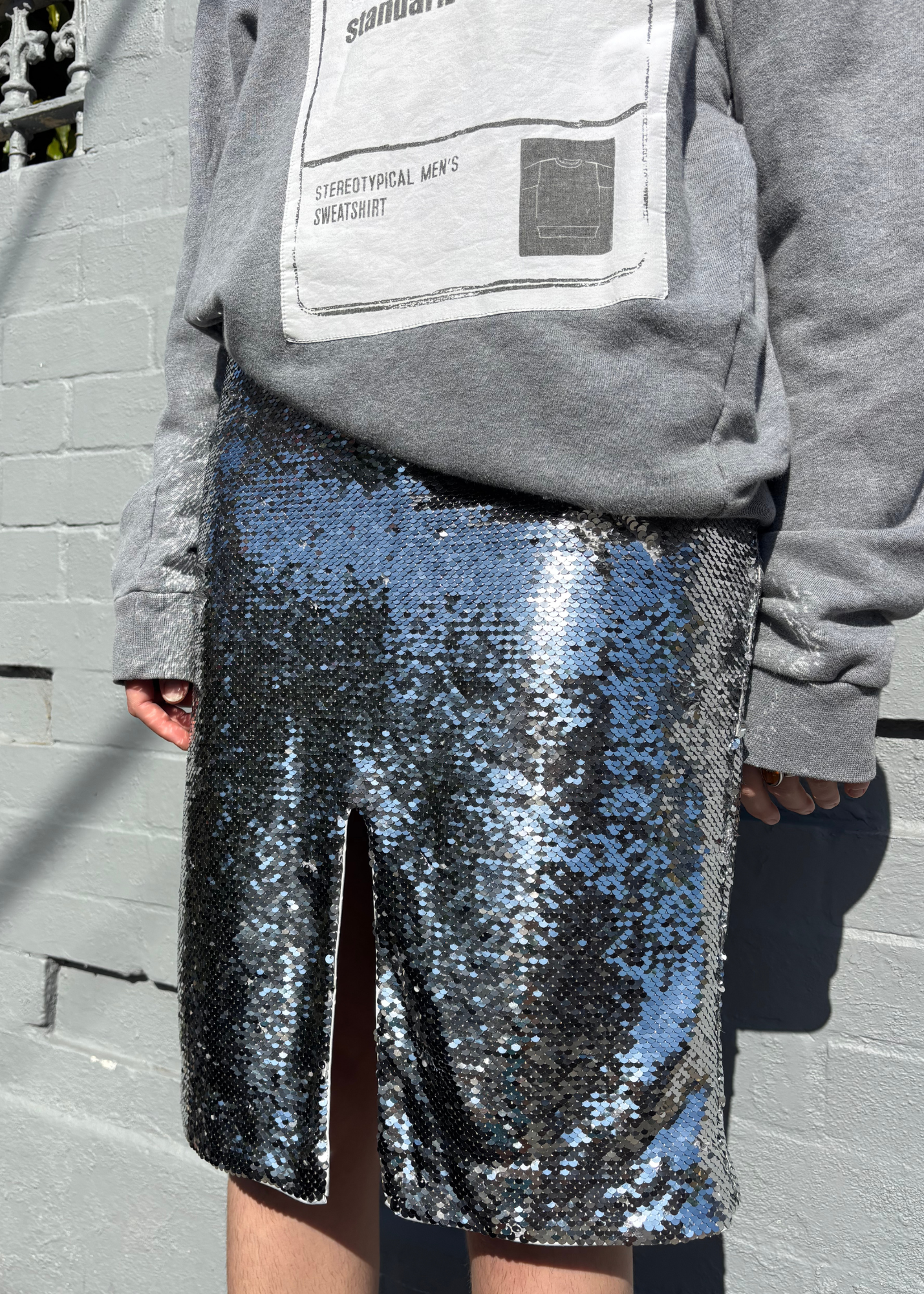 GANNI Sequin Front Slit Skirt Midi