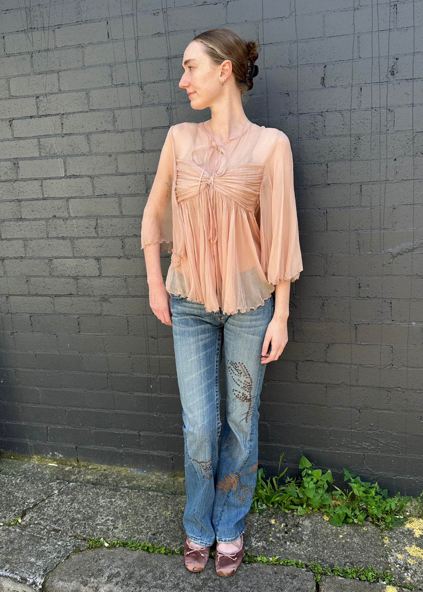 CHLOE (BNWT) (AS IS) 2025 Silk Chiffon Keyhole Blouse