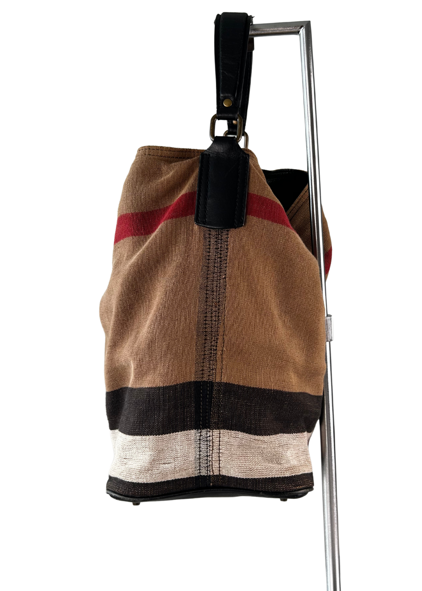 BURBERRY 'Ashby' Mega Nova Check Canvas Hobo Bag