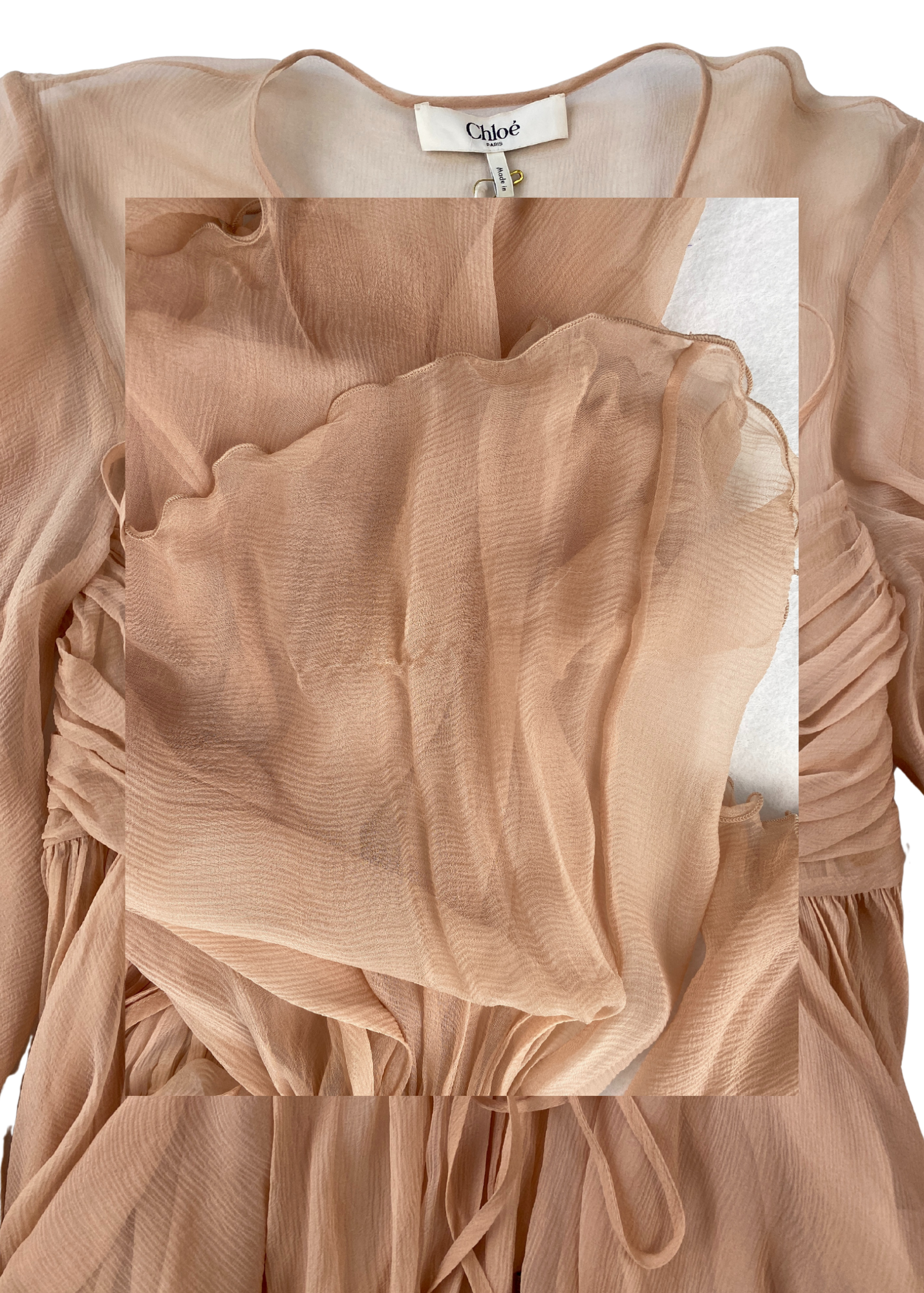 CHLOE (BNWT) (AS IS) 2025 Silk Chiffon Keyhole Blouse