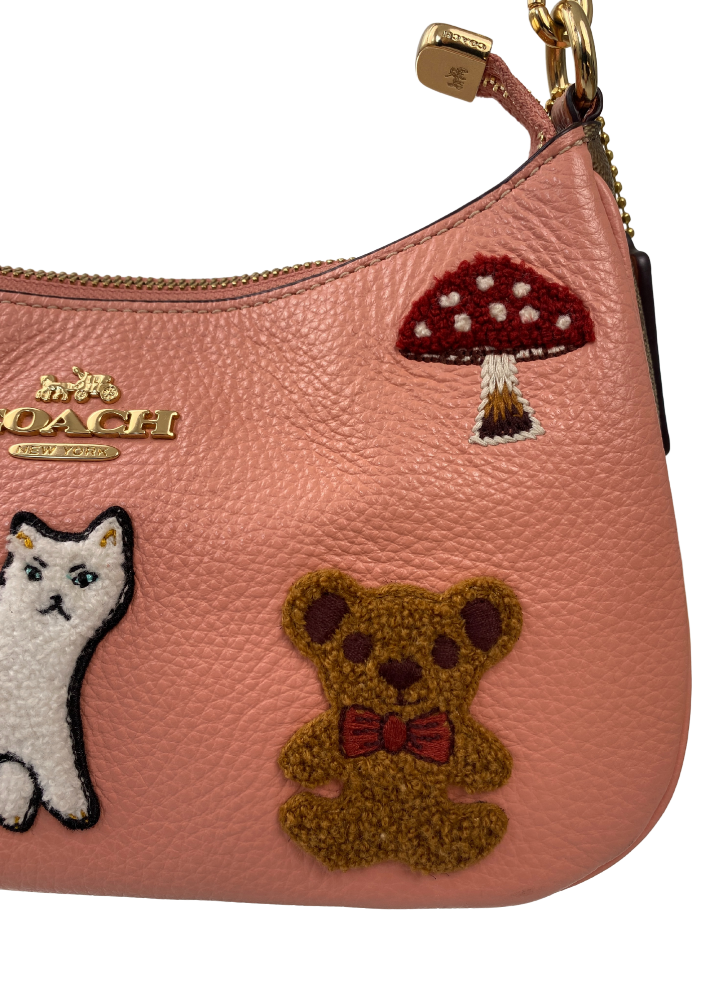 COACH (BNWT) 'Teri' Leather + Terrycloth Patches Shoulder Bag