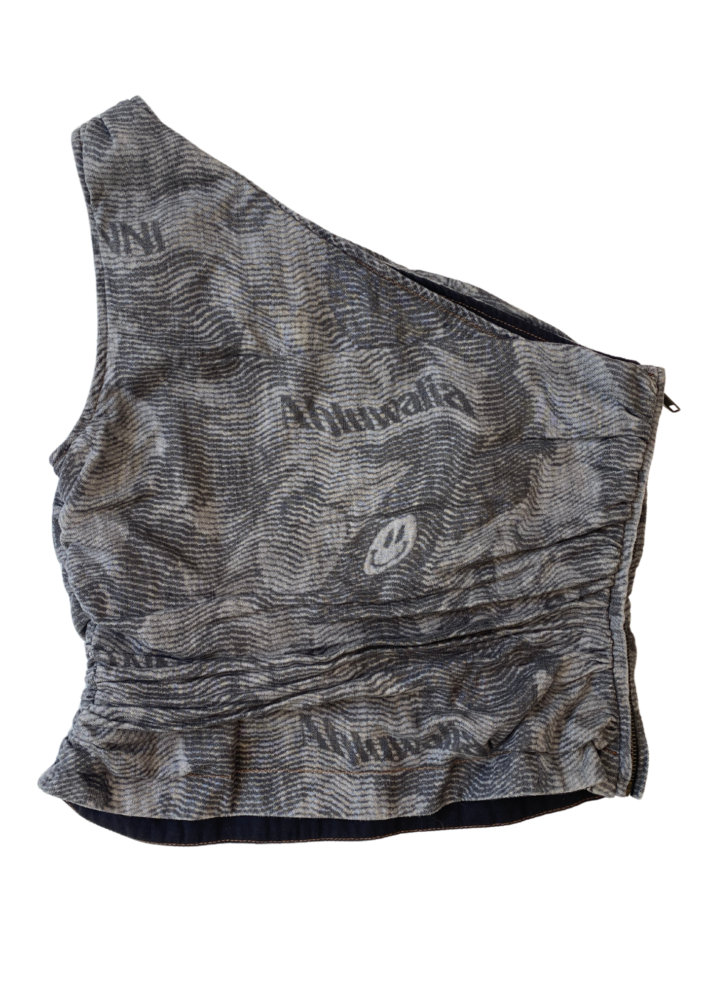 GANNI X AHLUWALIA Wavy Print One Shoulder Top