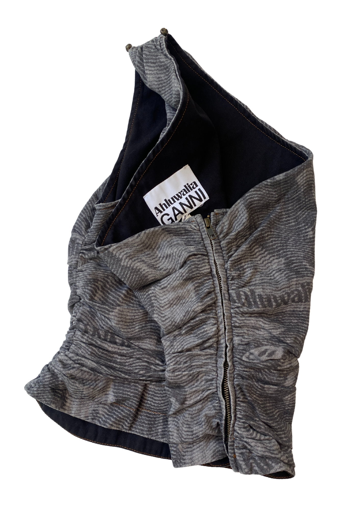 GANNI X AHLUWALIA Wavy Print One Shoulder Top