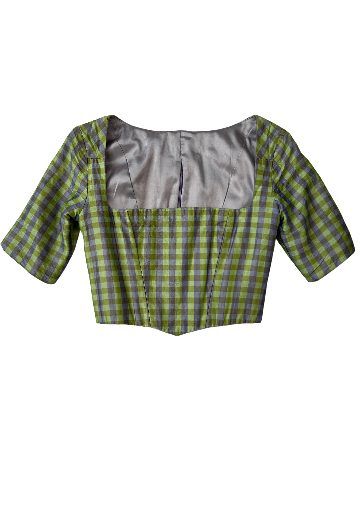 ALL IS A GENTLE SPRING Check Silk Corset
