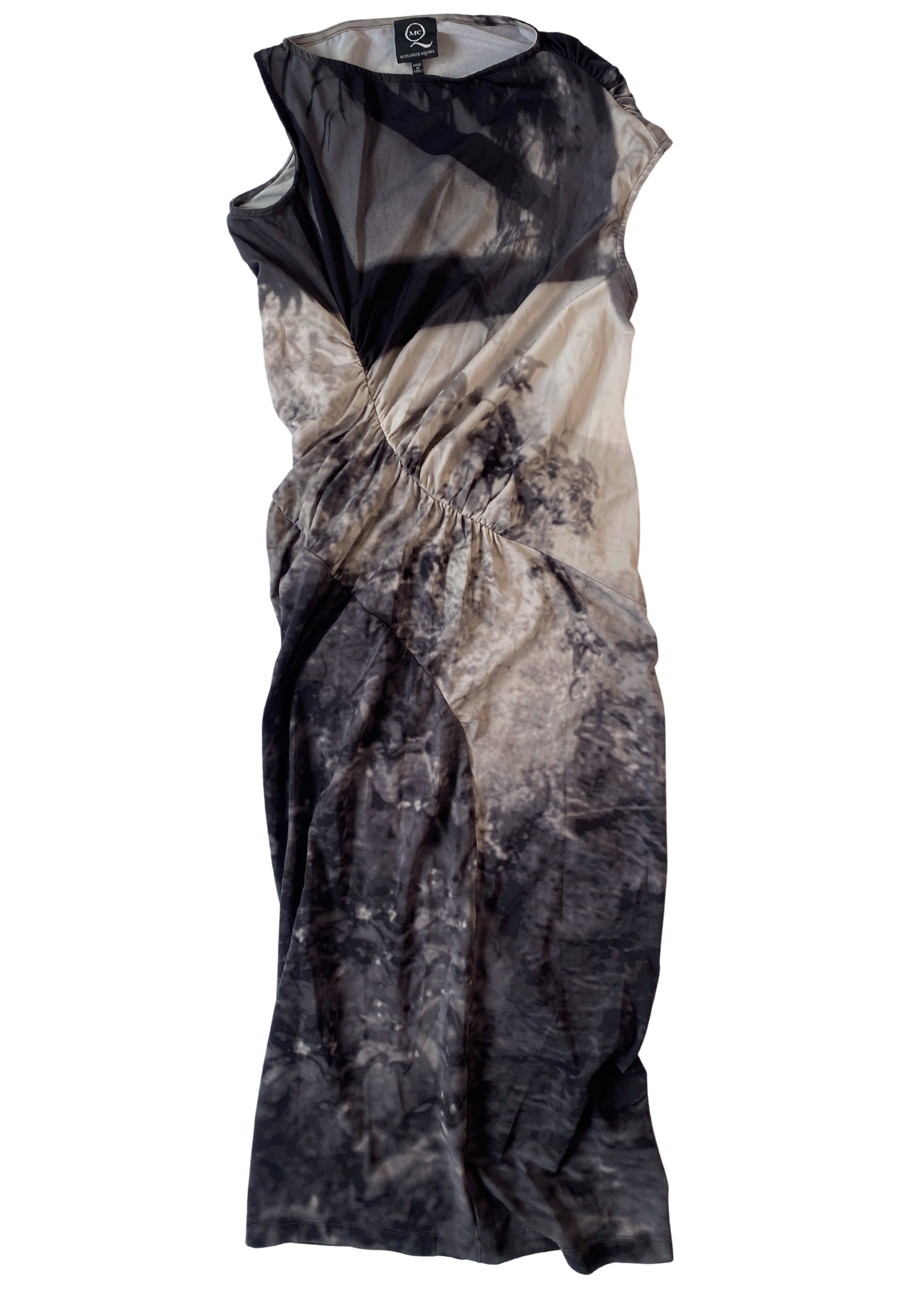 MCQ ALEXANDER MCQUEEN Digi Print Asymmetrical Midi Dress