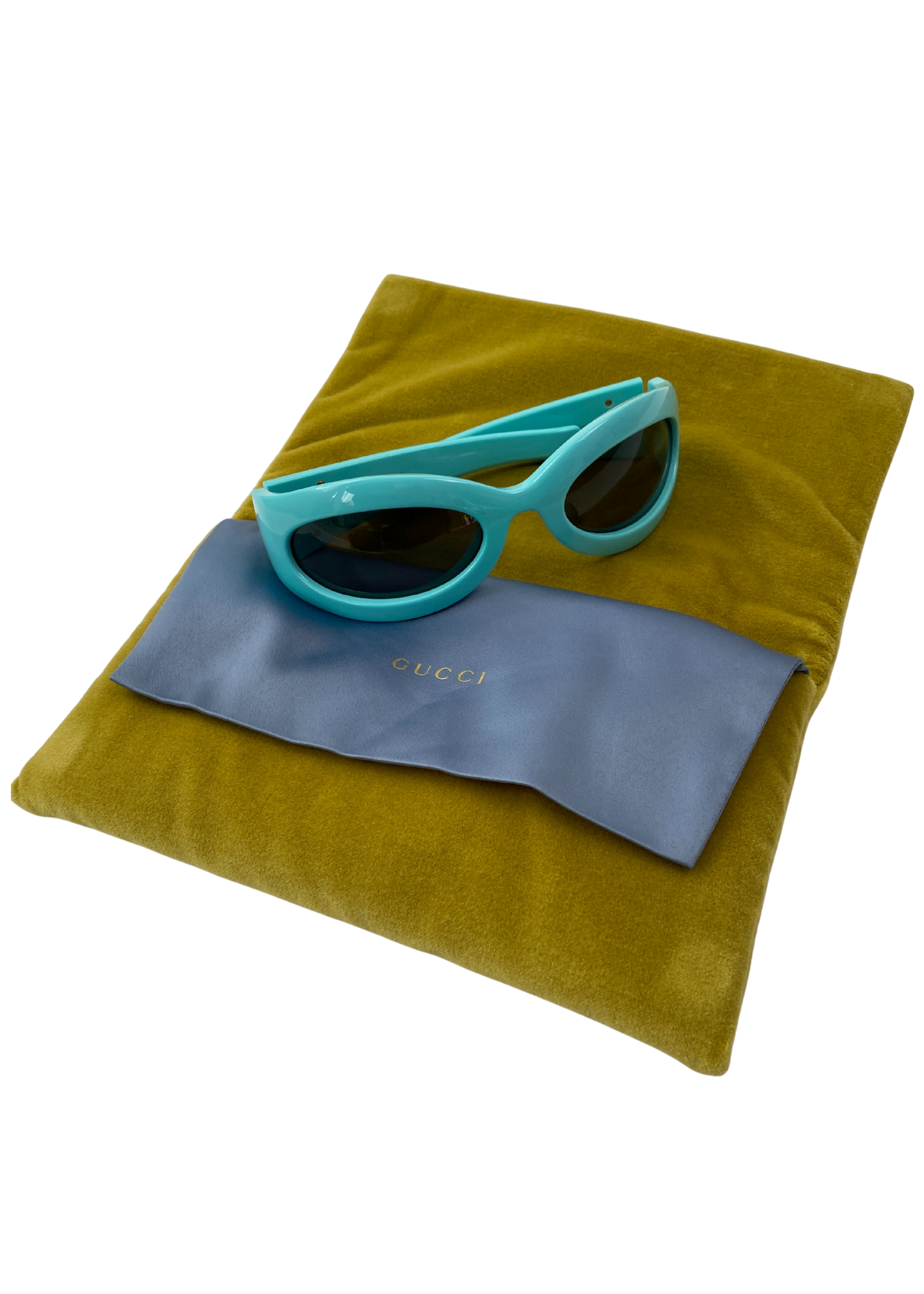 GUCCI Mint Green Geometric Sunglasses