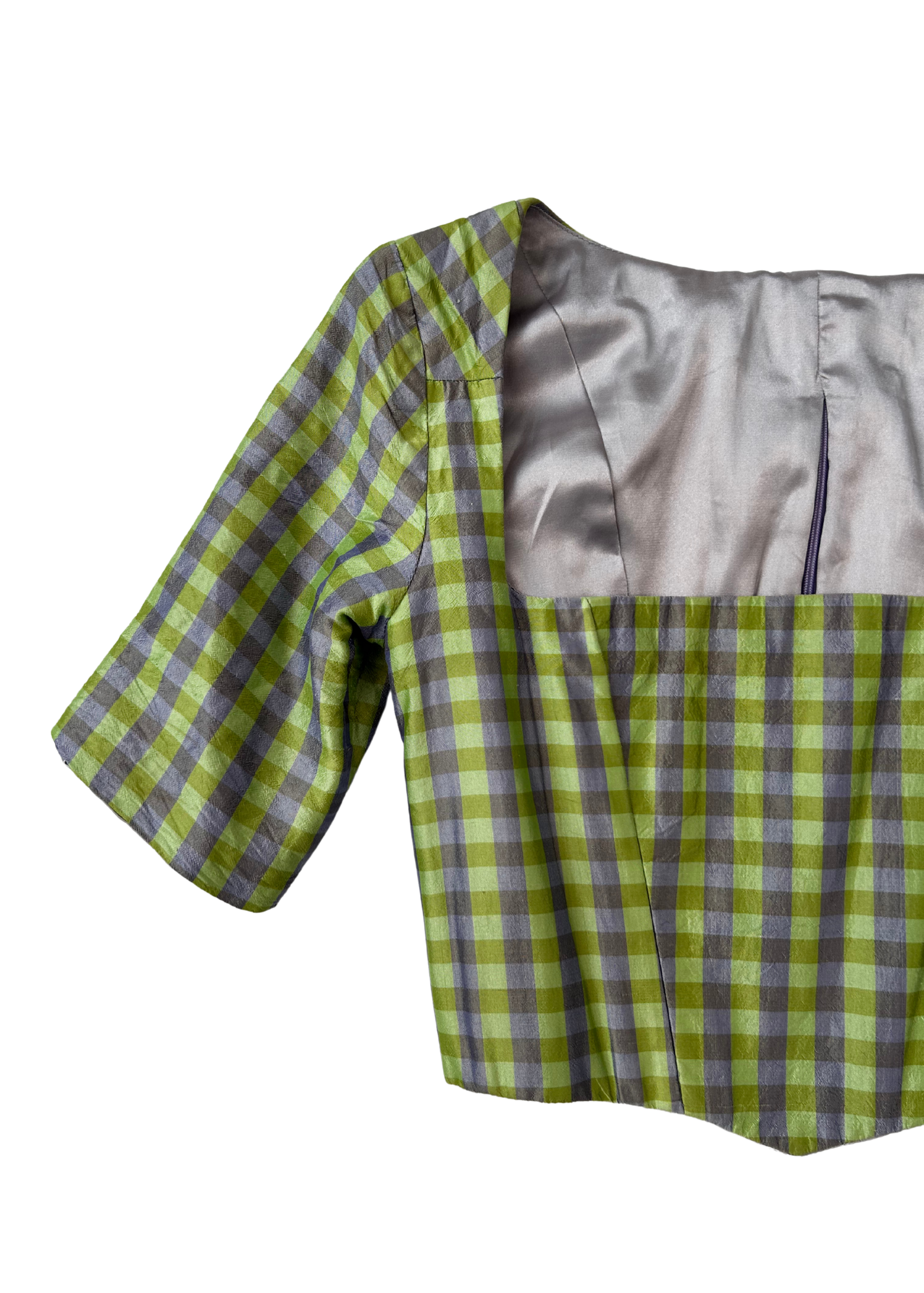 ALL IS A GENTLE SPRING Check Silk Corset