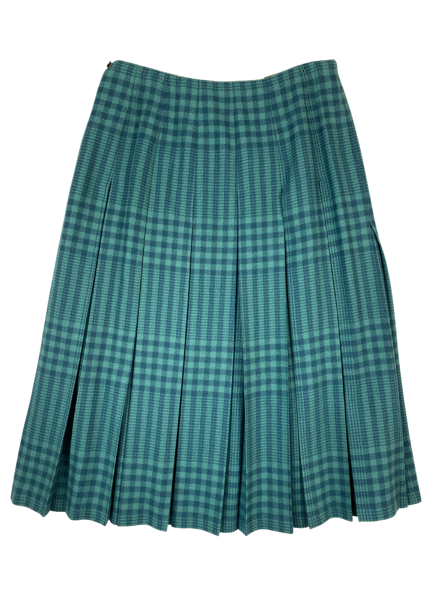VINTAGE FLETCHER JONES Tartan Wool Pleat Midi Skirt