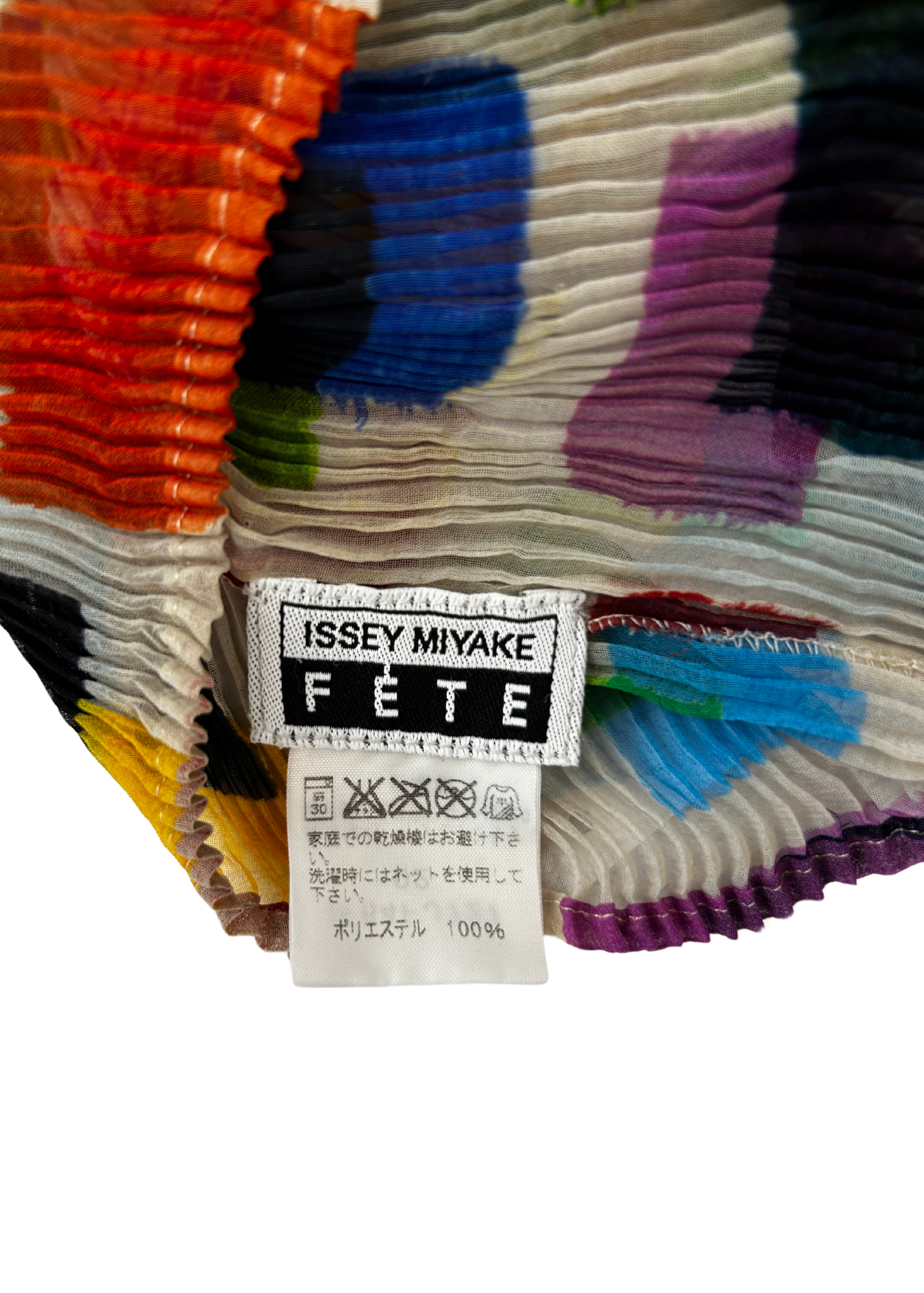 ISSEY MIYAKE FETE (AS IS) Multicoloured Square Print Pleat Mock Neck