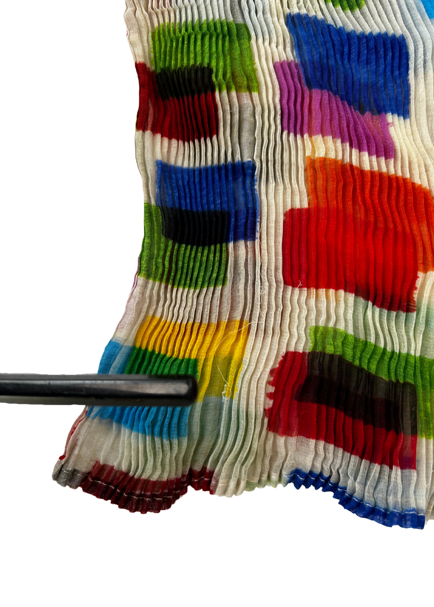 ISSEY MIYAKE FETE (AS IS) Multicoloured Square Print Pleat Mock Neck