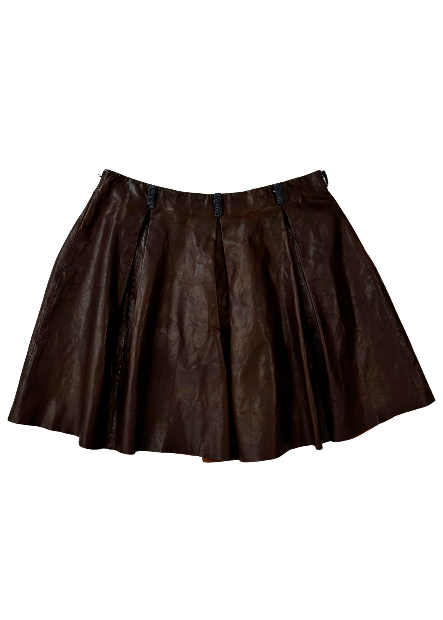MIU MIU (AS IS) A/W 2006 Leather Pleat Mini Skirt