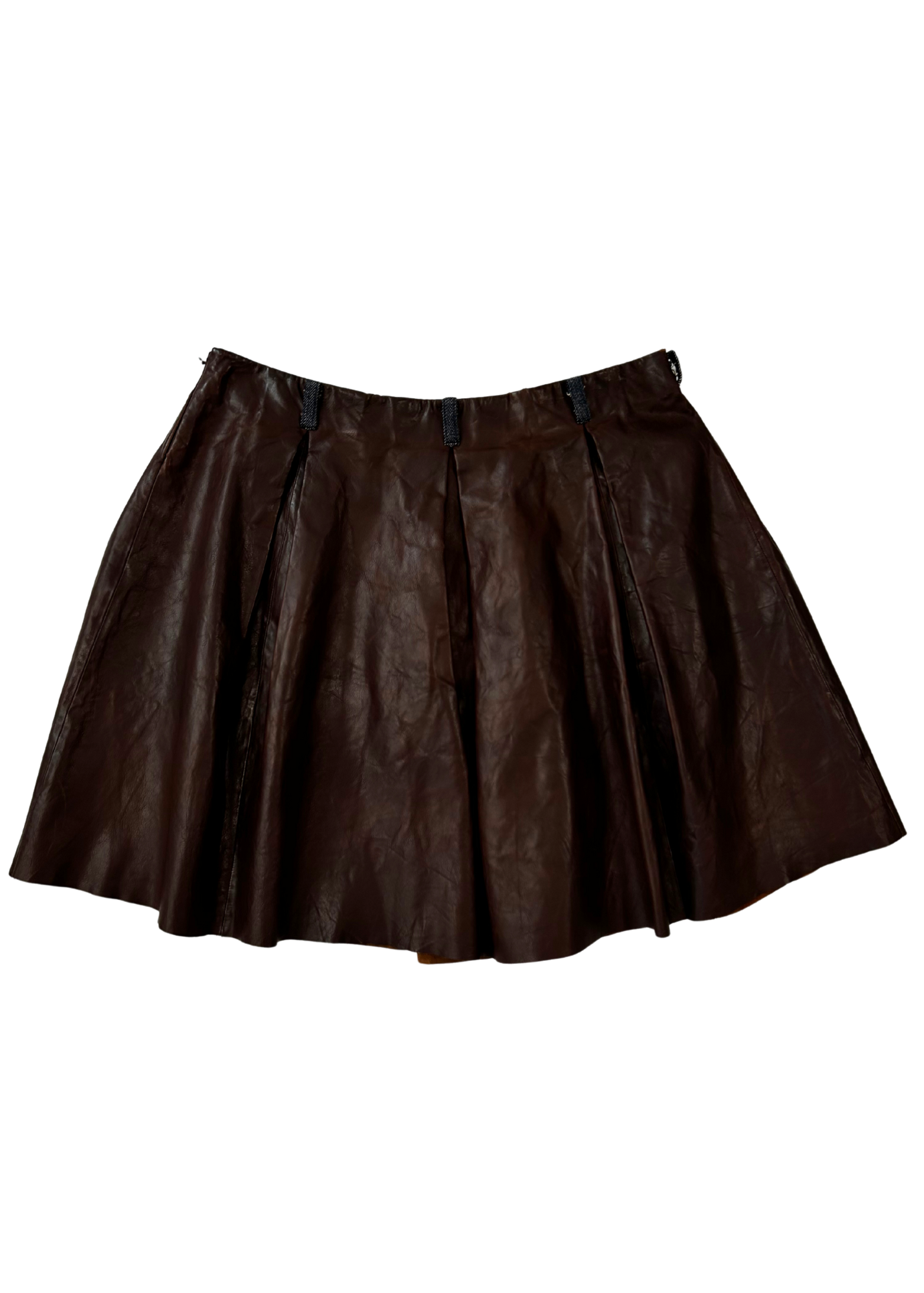 MIU MIU (AS IS) A/W 2006 Leather Pleat Mini Skirt