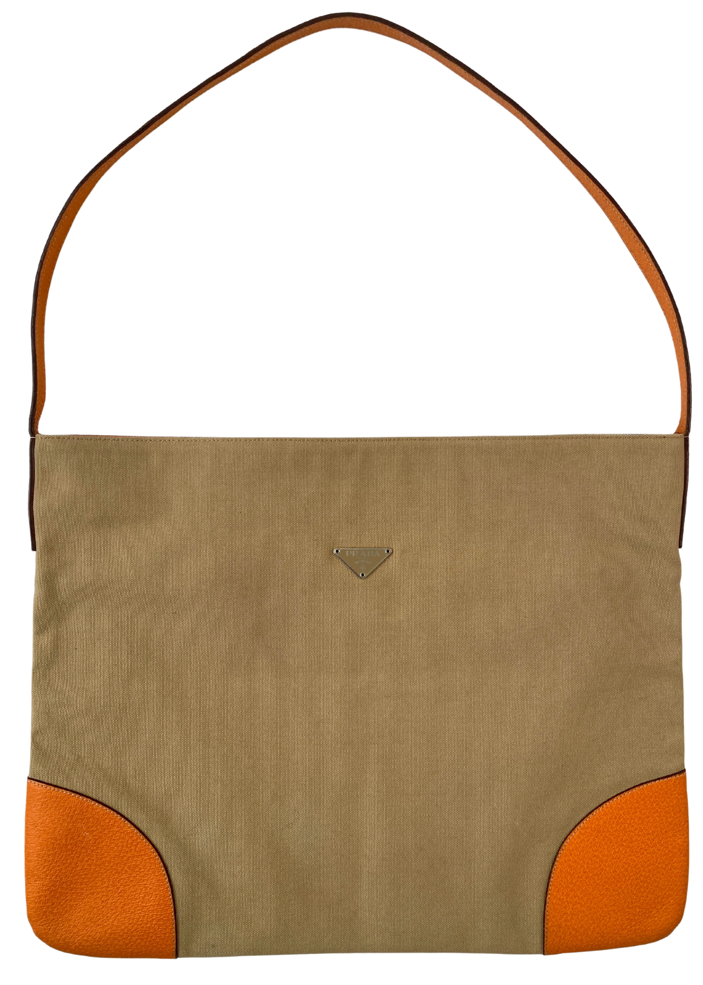 PRADA (AS IS) Canvas + Leather Trim Crossbody Tote