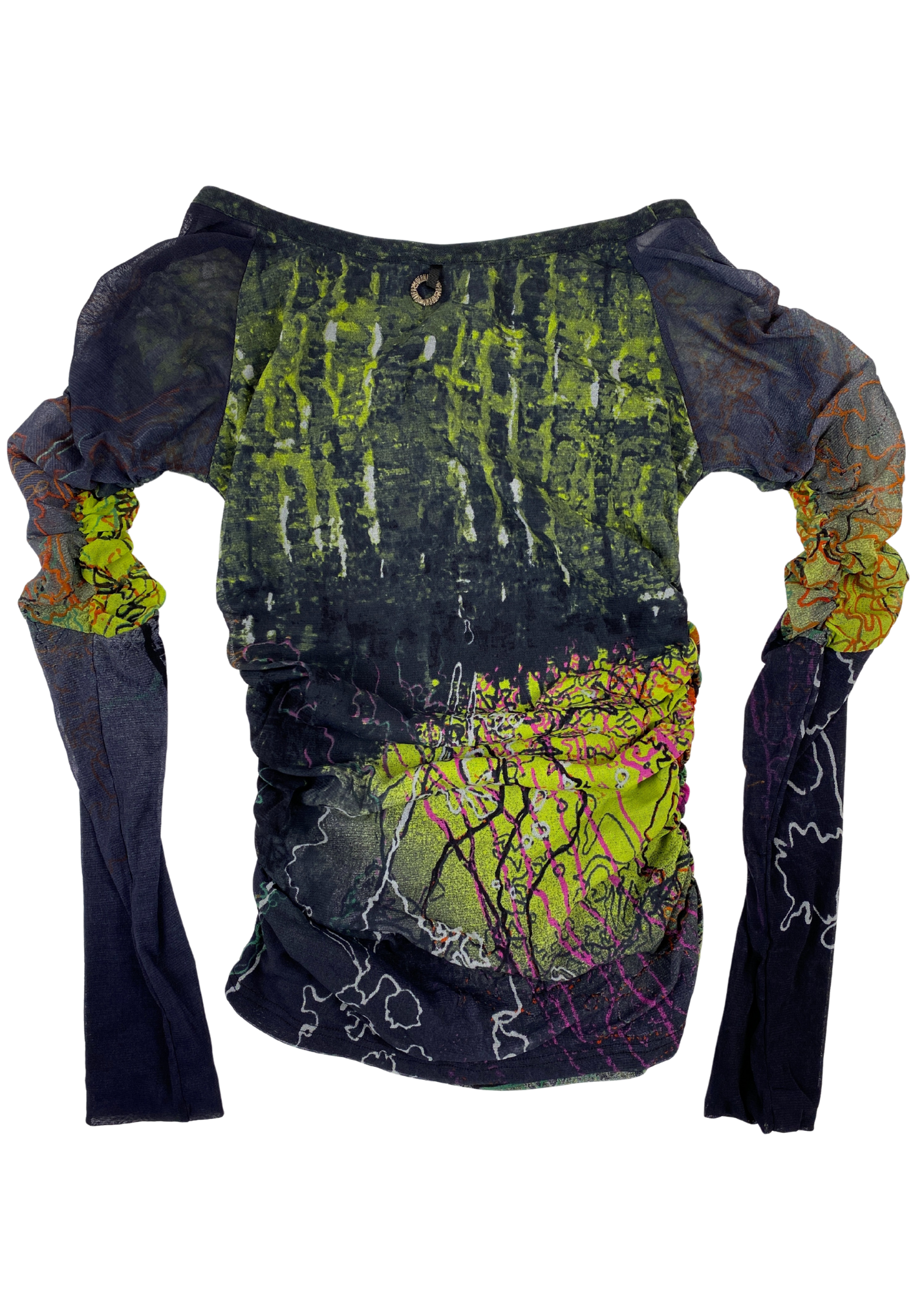 SAVE THE QUEEN Abstract Print Mesh Long Sleeve