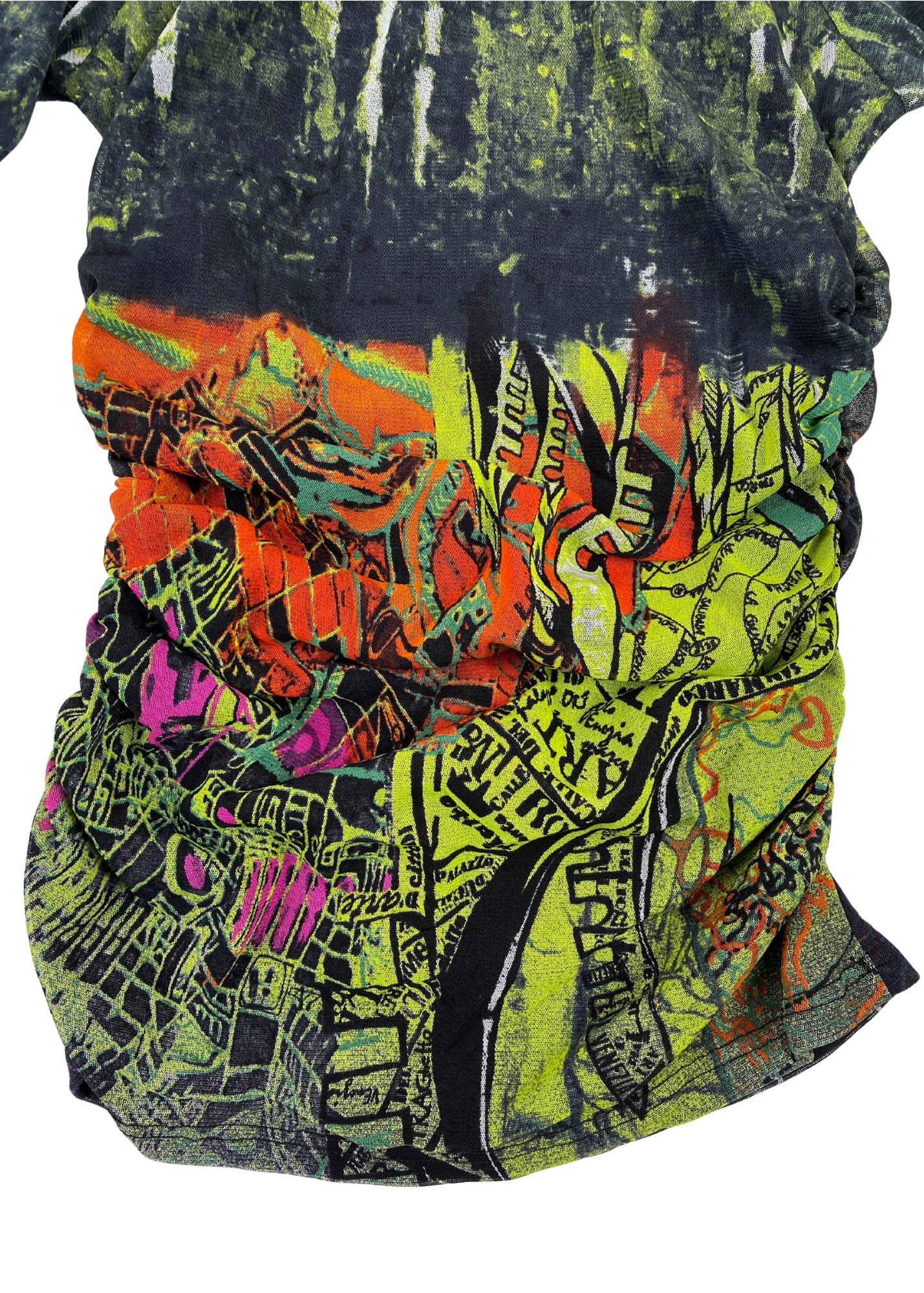 SAVE THE QUEEN Abstract Print Mesh Long Sleeve