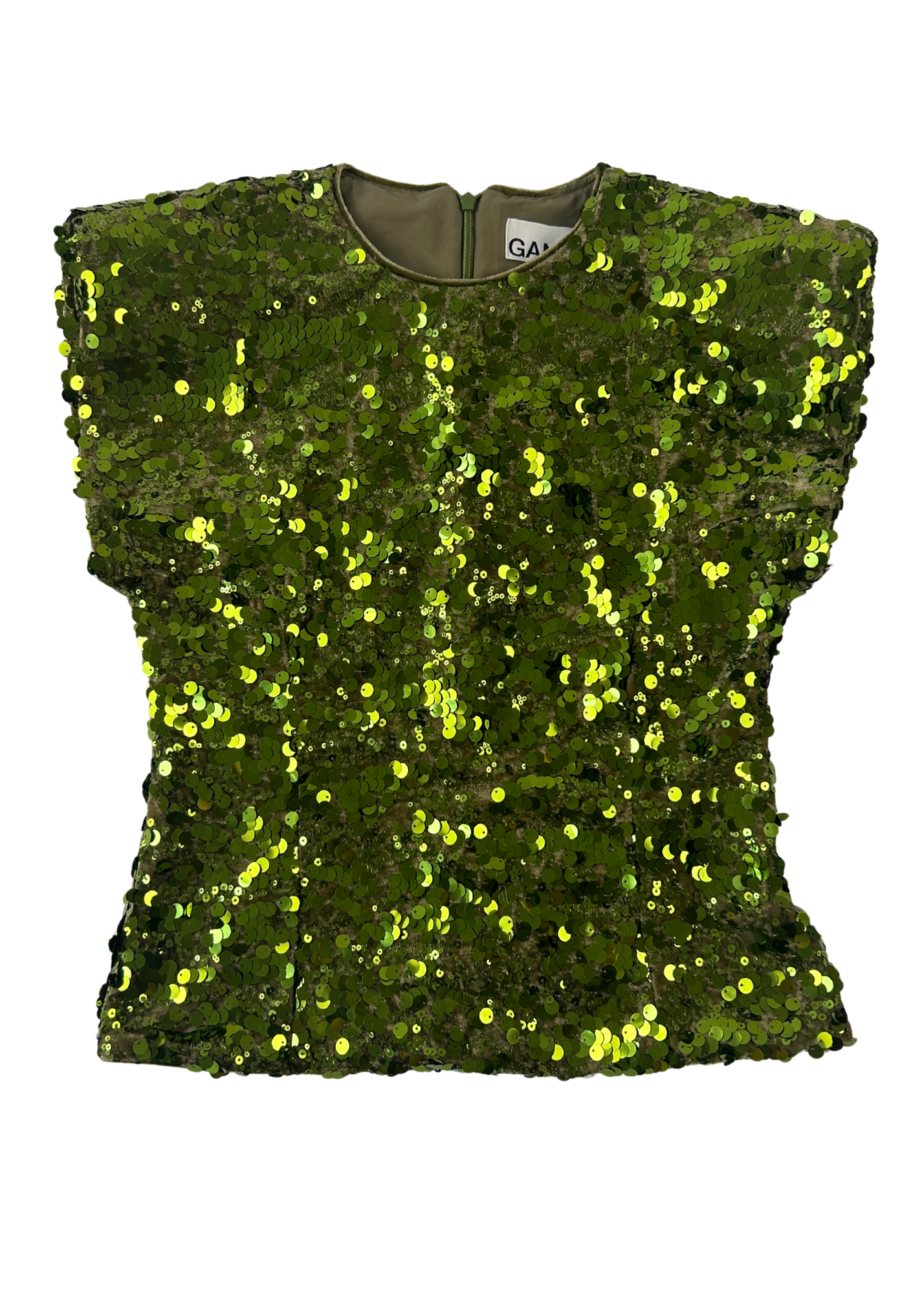 GANNI (BNWT) Sequin Padded Shoulder Top