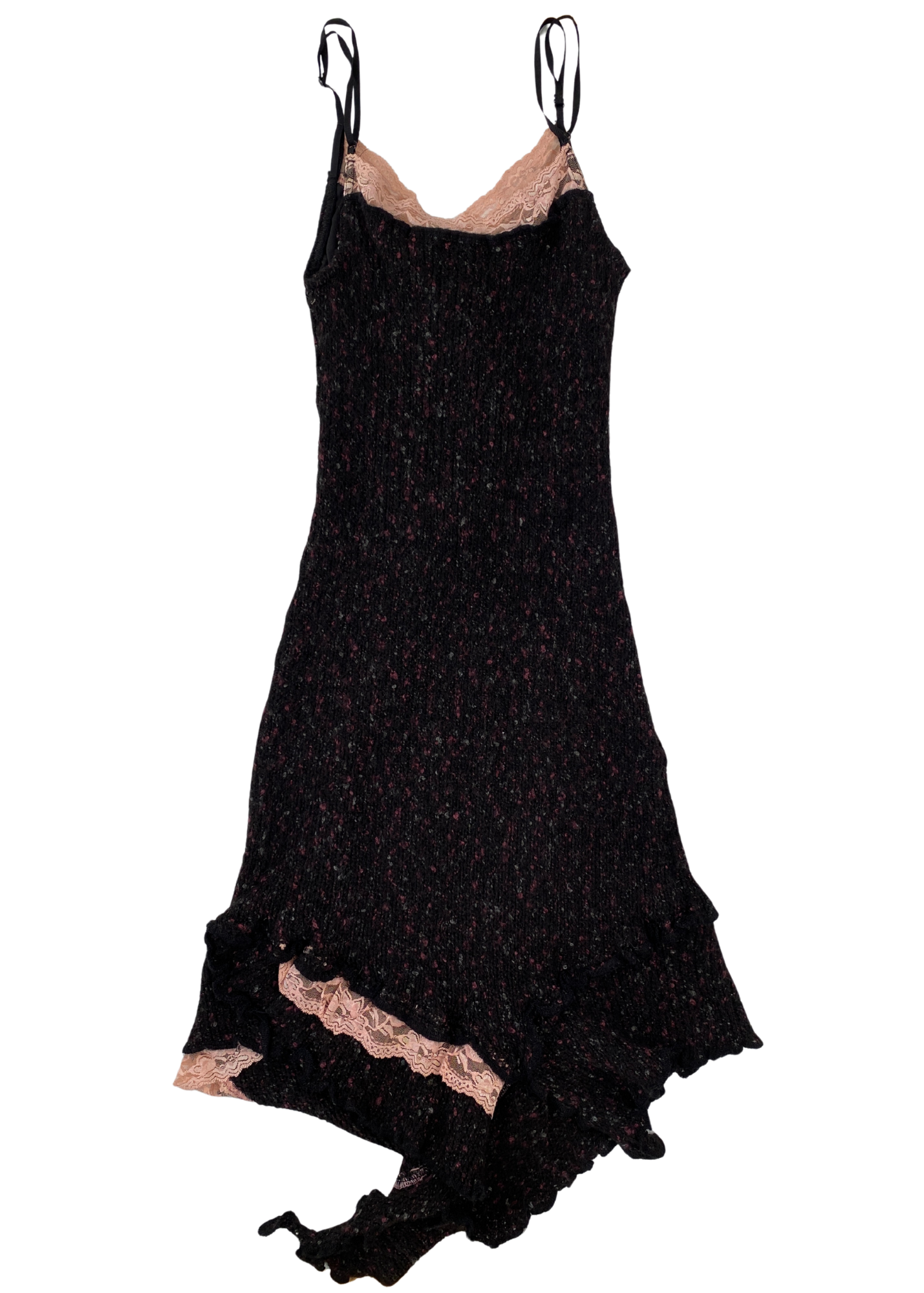 ZONE BLEU Knit Rosette Lace Midi Dress