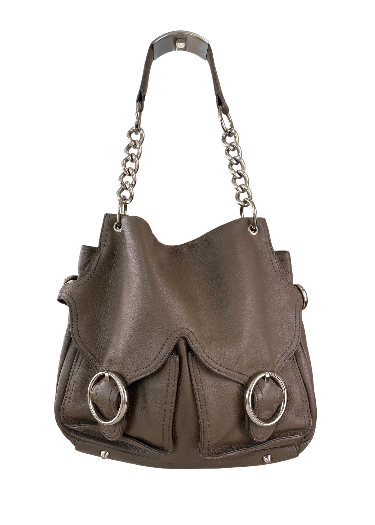 OROTON (AS IS) Leather Silver Chain Shoulder Bag