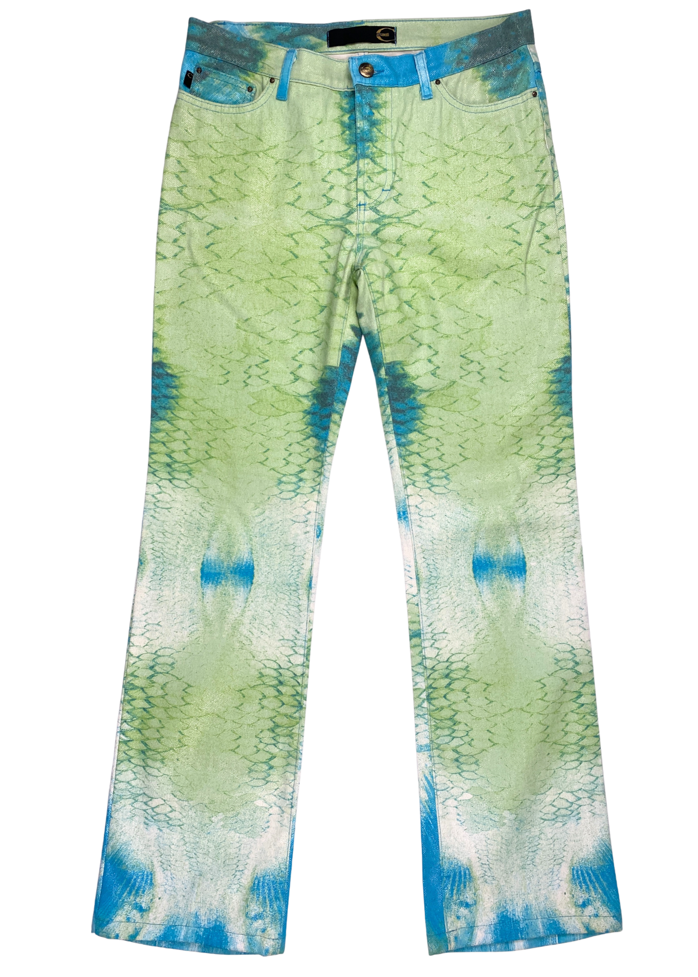 JUST CAVALLI Iridescent Snakeprint Straight Leg Jeans