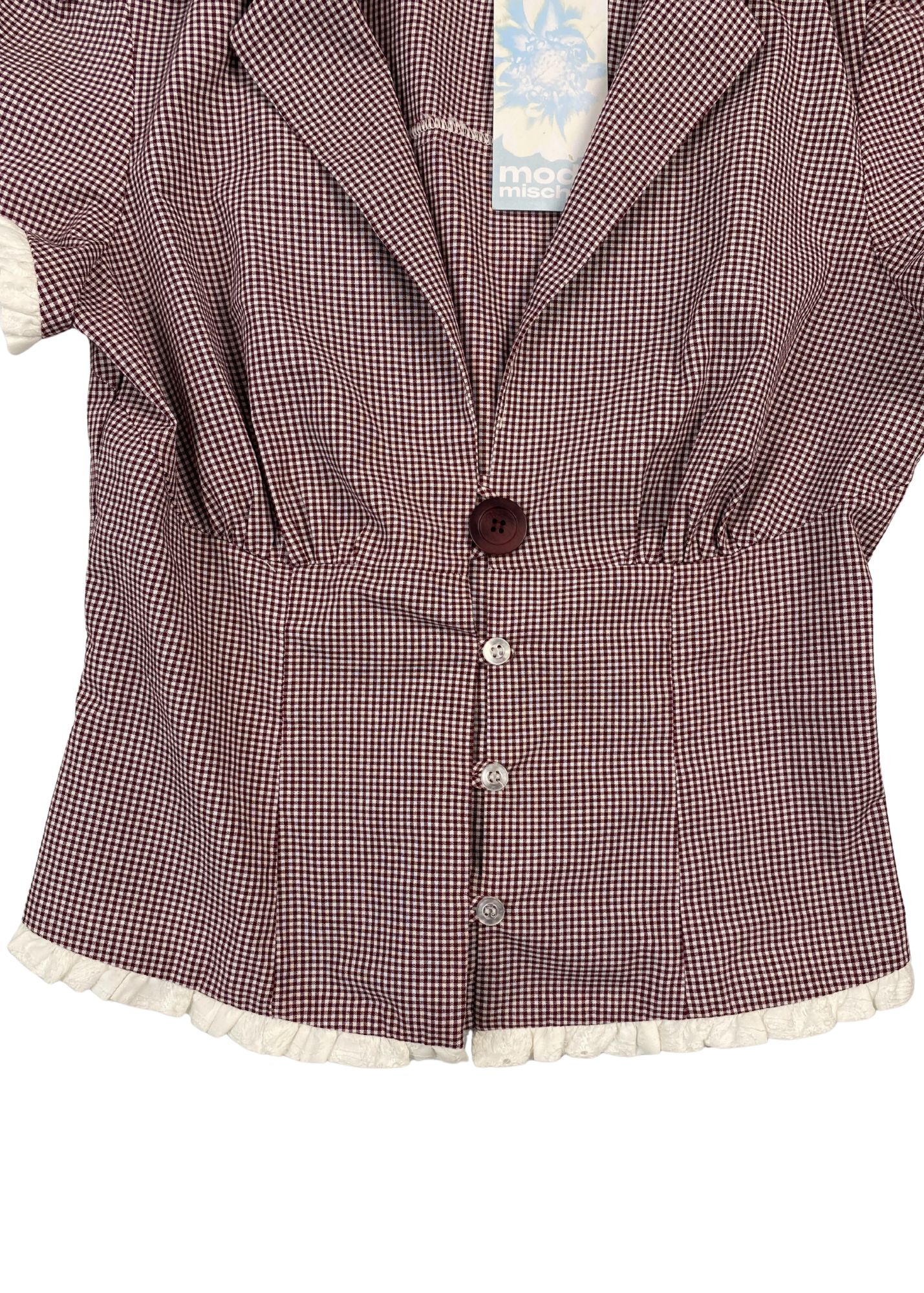 MODE MISCHEIF (BNWT) 'Vivienne' Plum Gingham Top