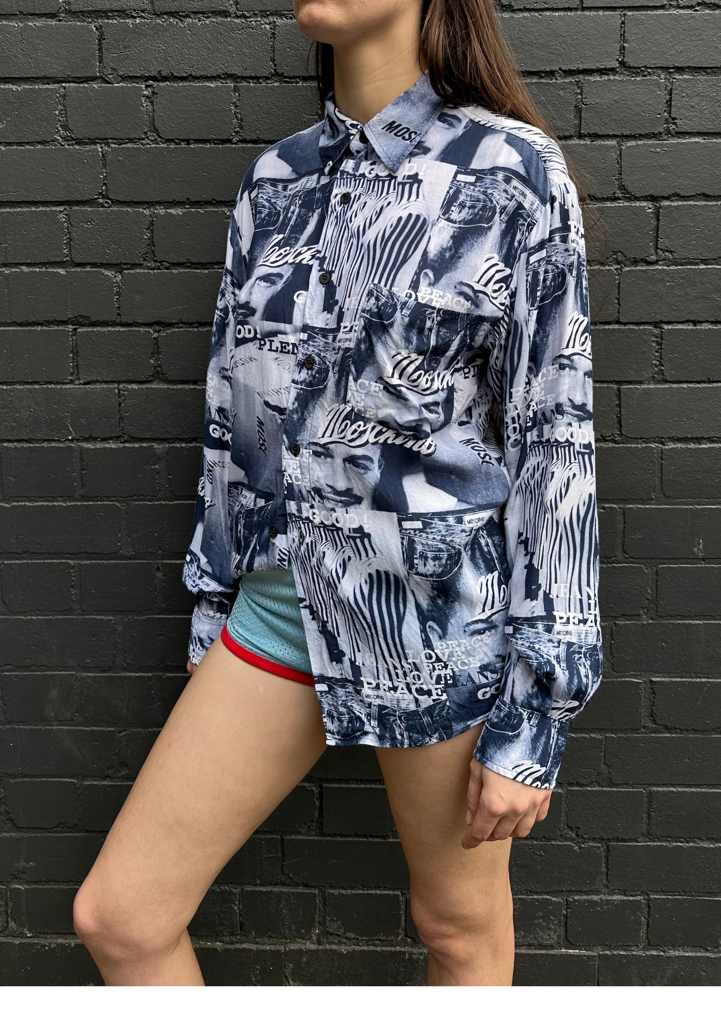 VINTAGE MOSCHINO JEANS 1990s 'Franco' Allover Print Shirt