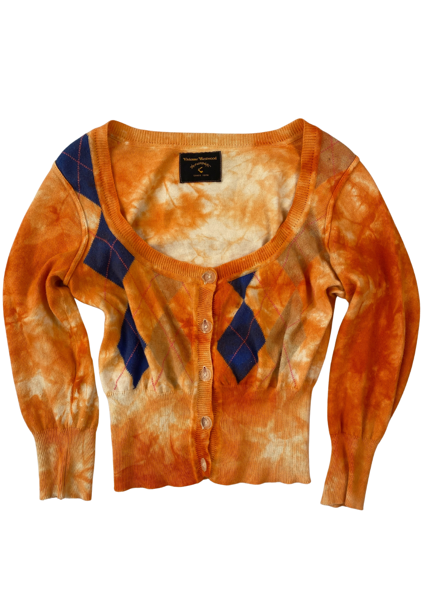VIVIENNE WESTWOOD ANGLOMANIA Tie Dye Argyle Crop Cardigan