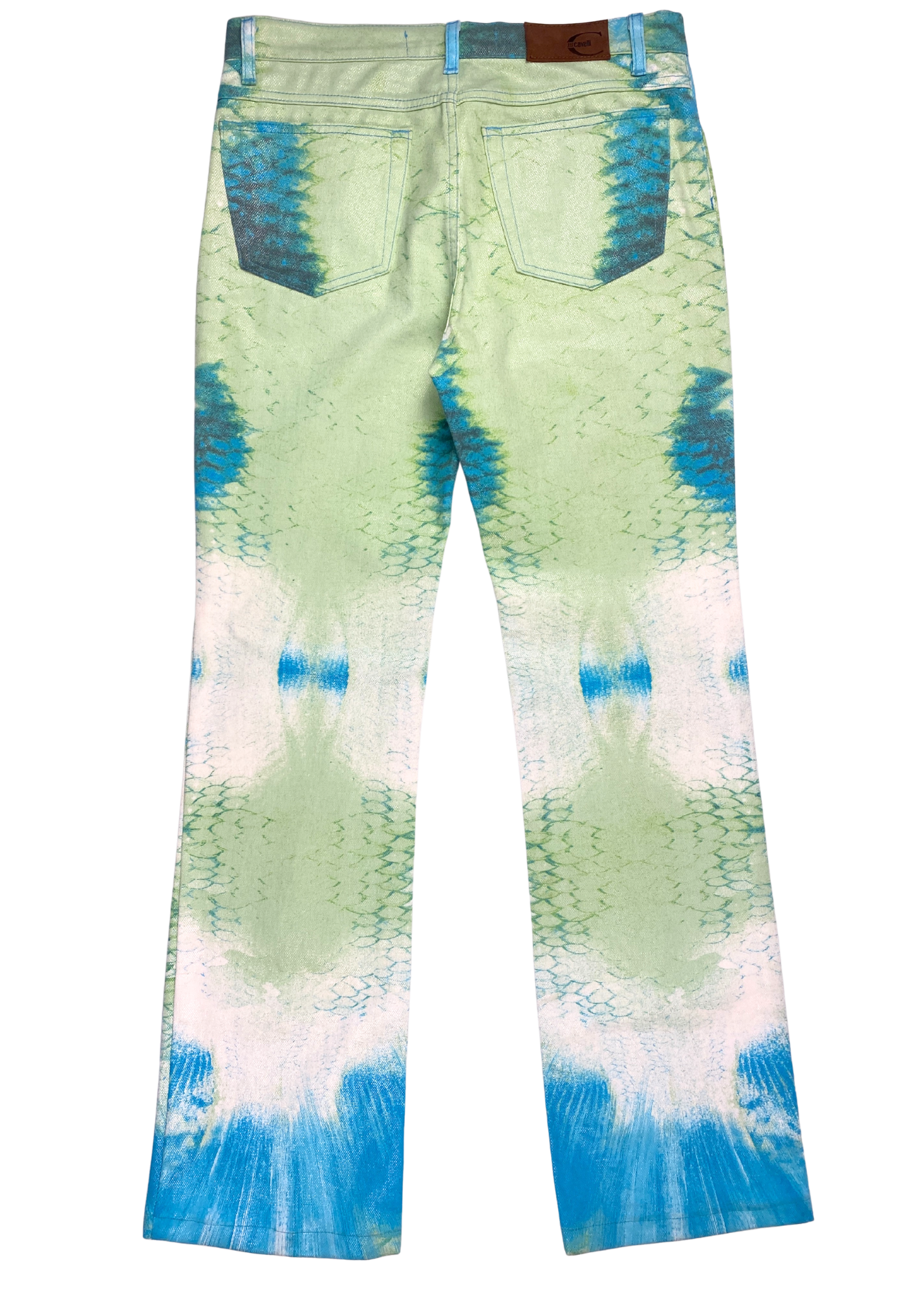 JUST CAVALLI Iridescent Snakeprint Straight Leg Jeans
