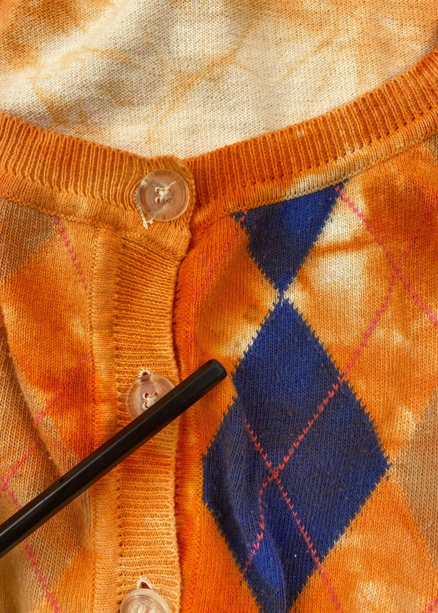 VIVIENNE WESTWOOD ANGLOMANIA Tie Dye Argyle Crop Cardigan