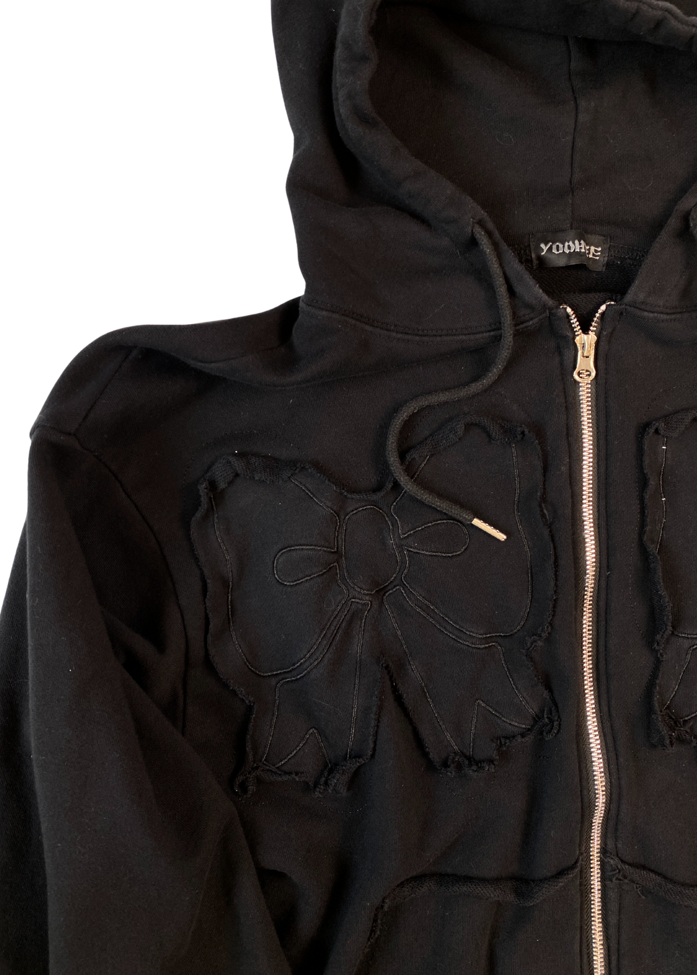 YOOHEE Bow Applique Zip Hoodie