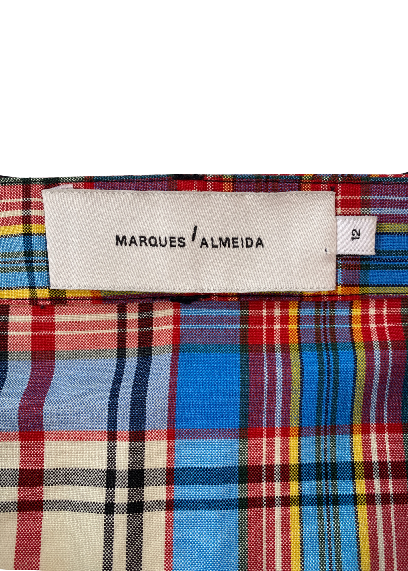 MARQUES ALMEIDA Tartan Raw Hem Mini Skirt