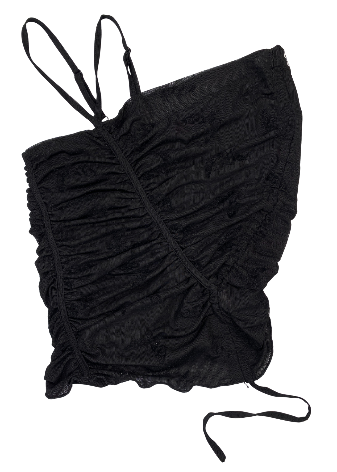 REBORNE Mesh Ruched Butterfly Top
