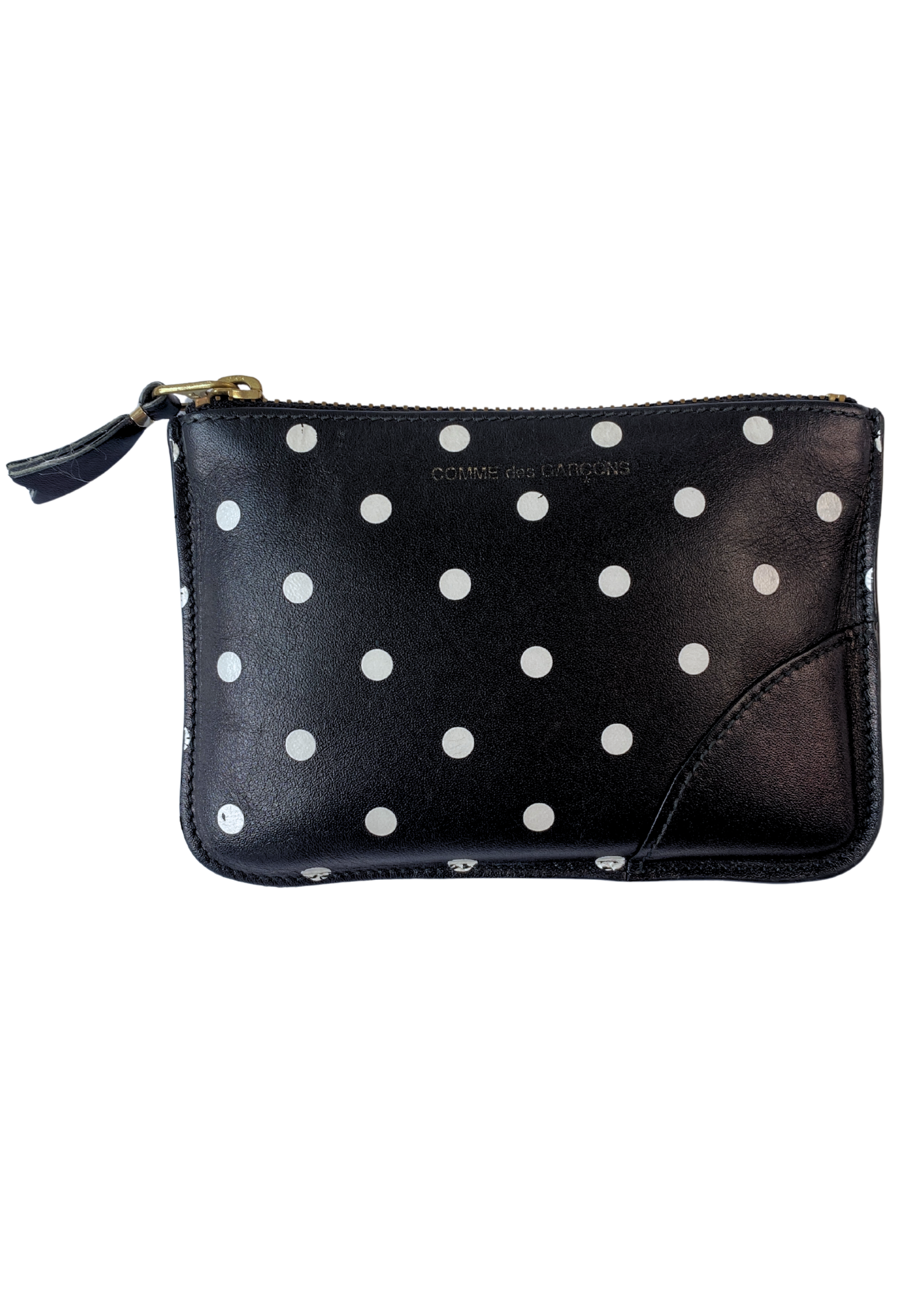 COMME DES GARCONS (AS IS) Polkadot Leather Zip Coin Purse