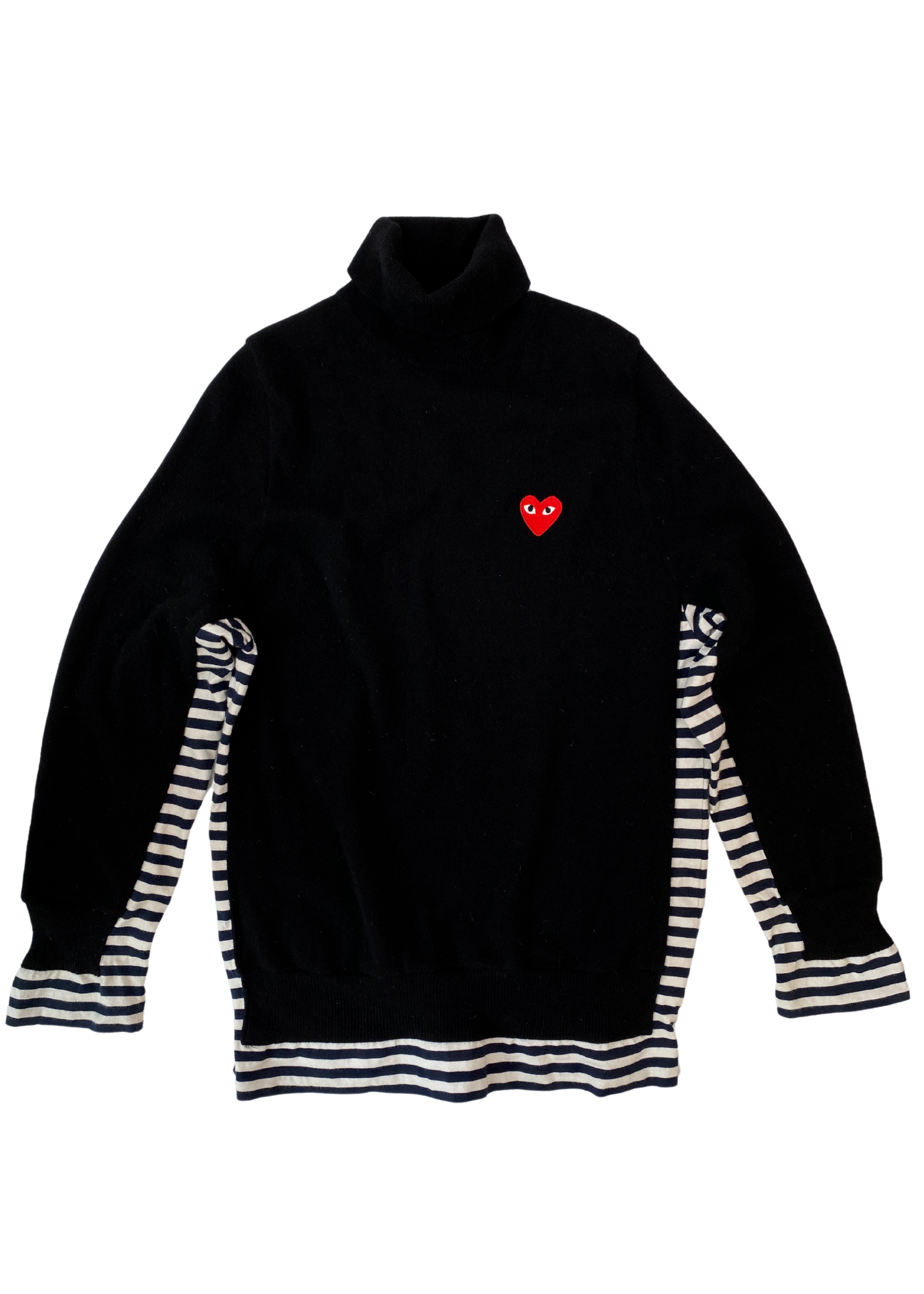 COMME DES GARCONS PLAY (AS IS) Wool Turtleneck Stripe Panel Knit