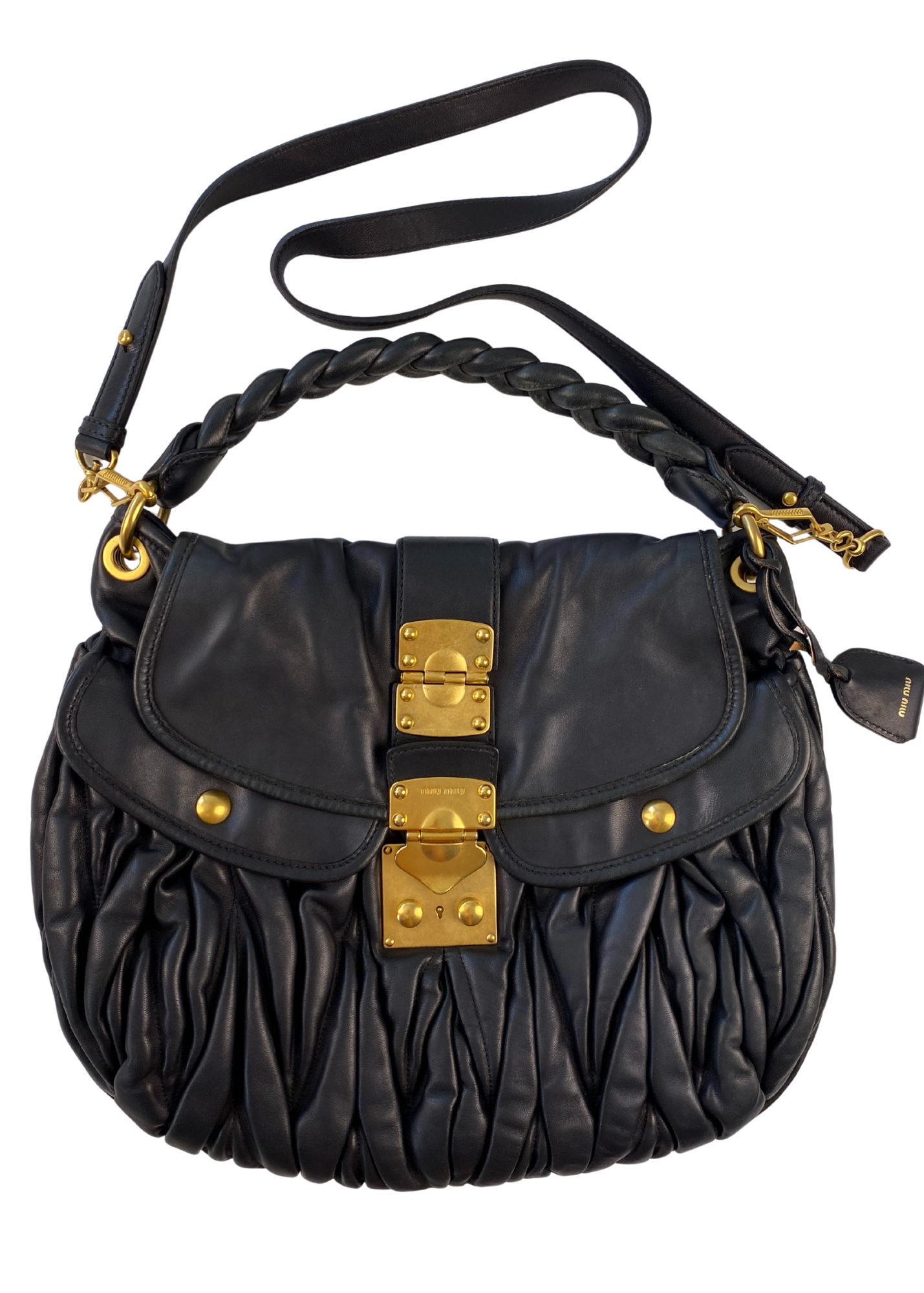 MIU MIU Leather 'Coffer' Gold Hardware