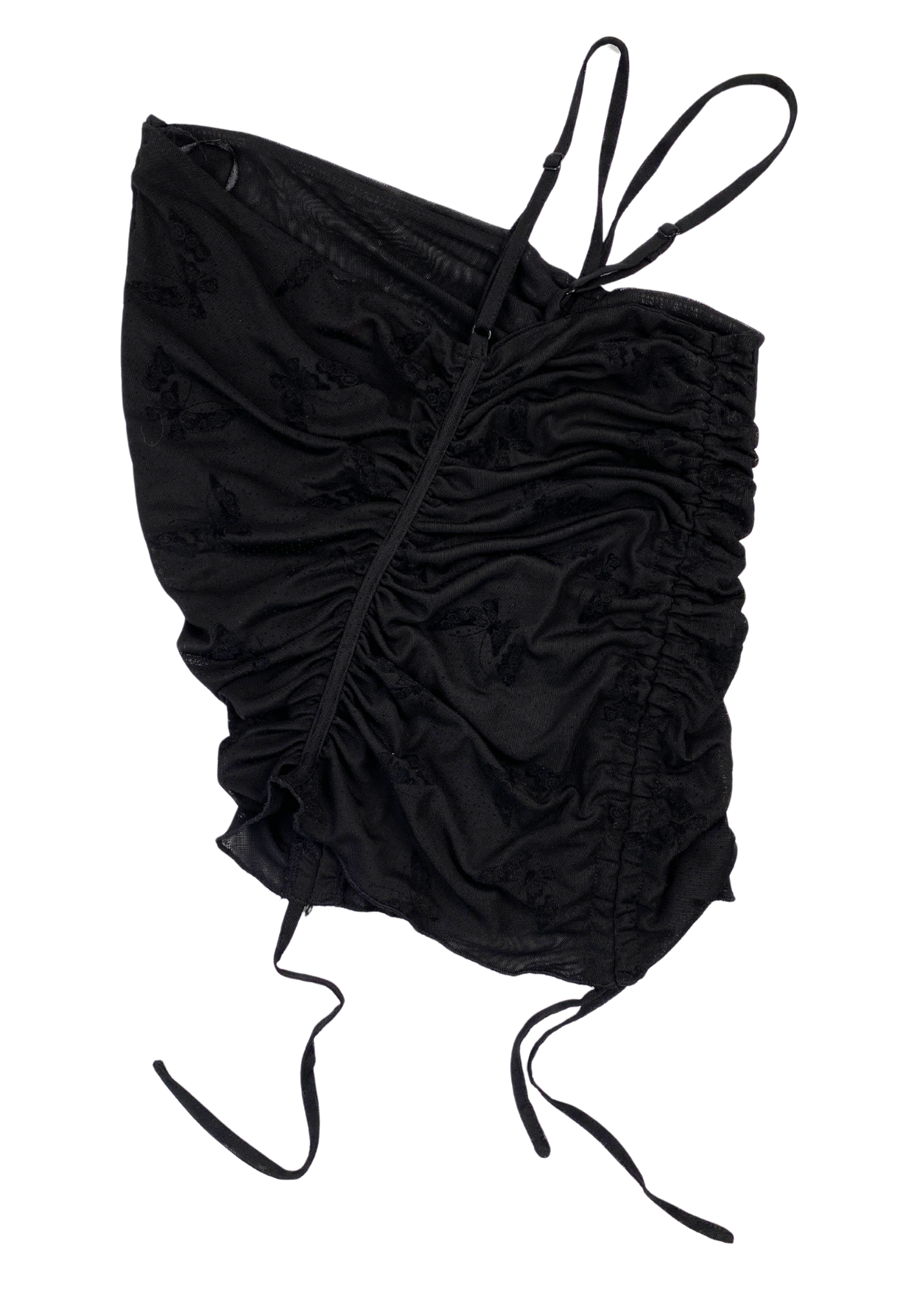 REBORNE Mesh Ruched Butterfly Top