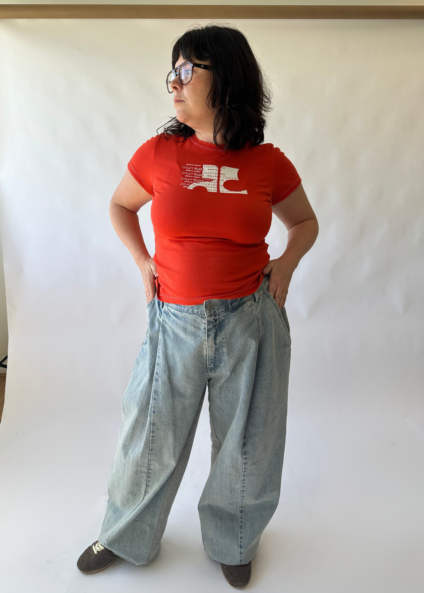 JNBY (BNWT) Lightwash Denim + Trackpant Wide Leg Jeans