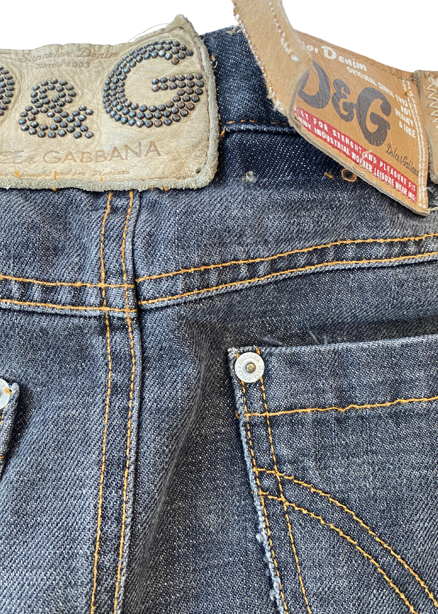 D&G Denim Leather Patch Mini Skirt