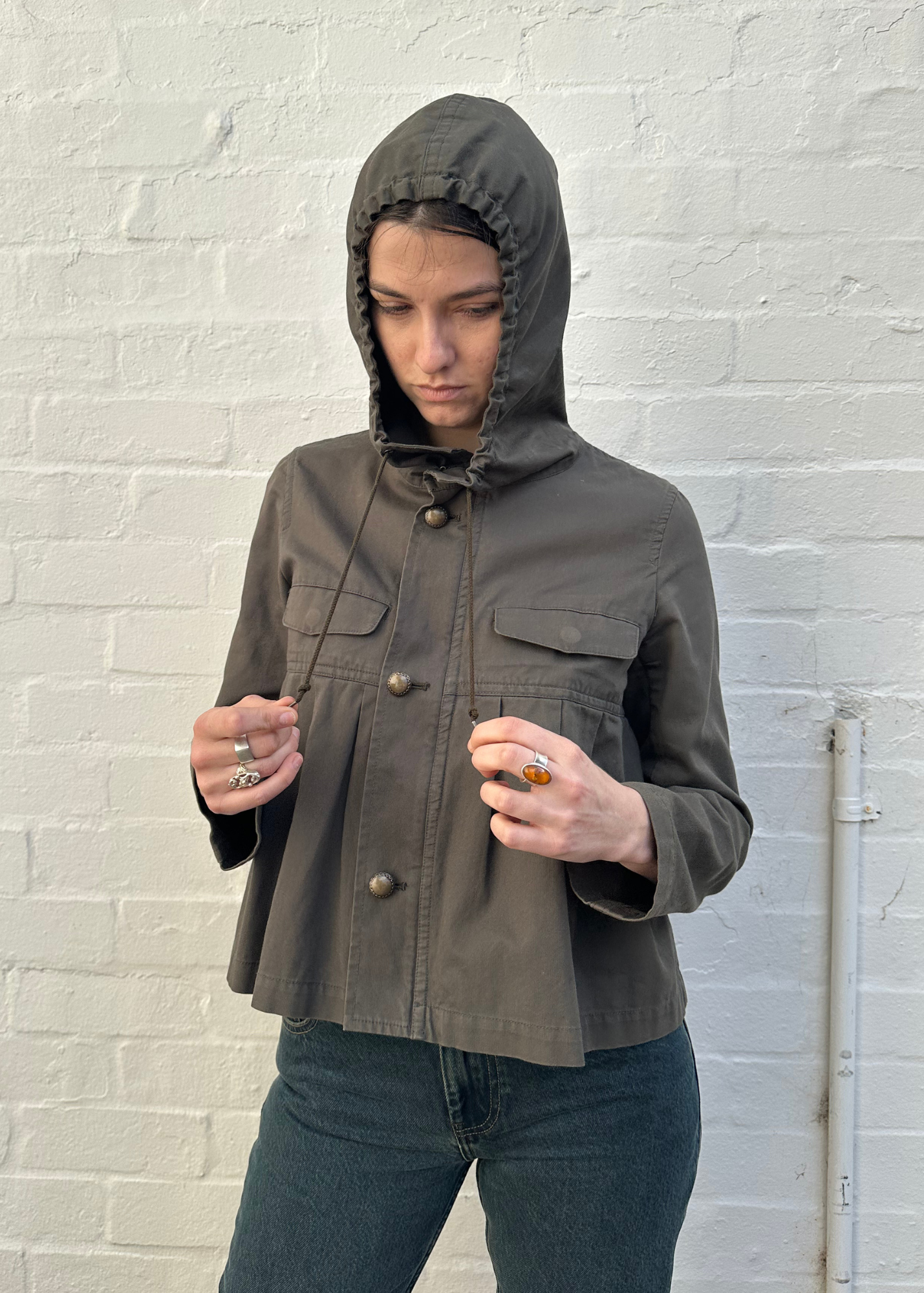 GOMME Pleated Hoodie Jacket