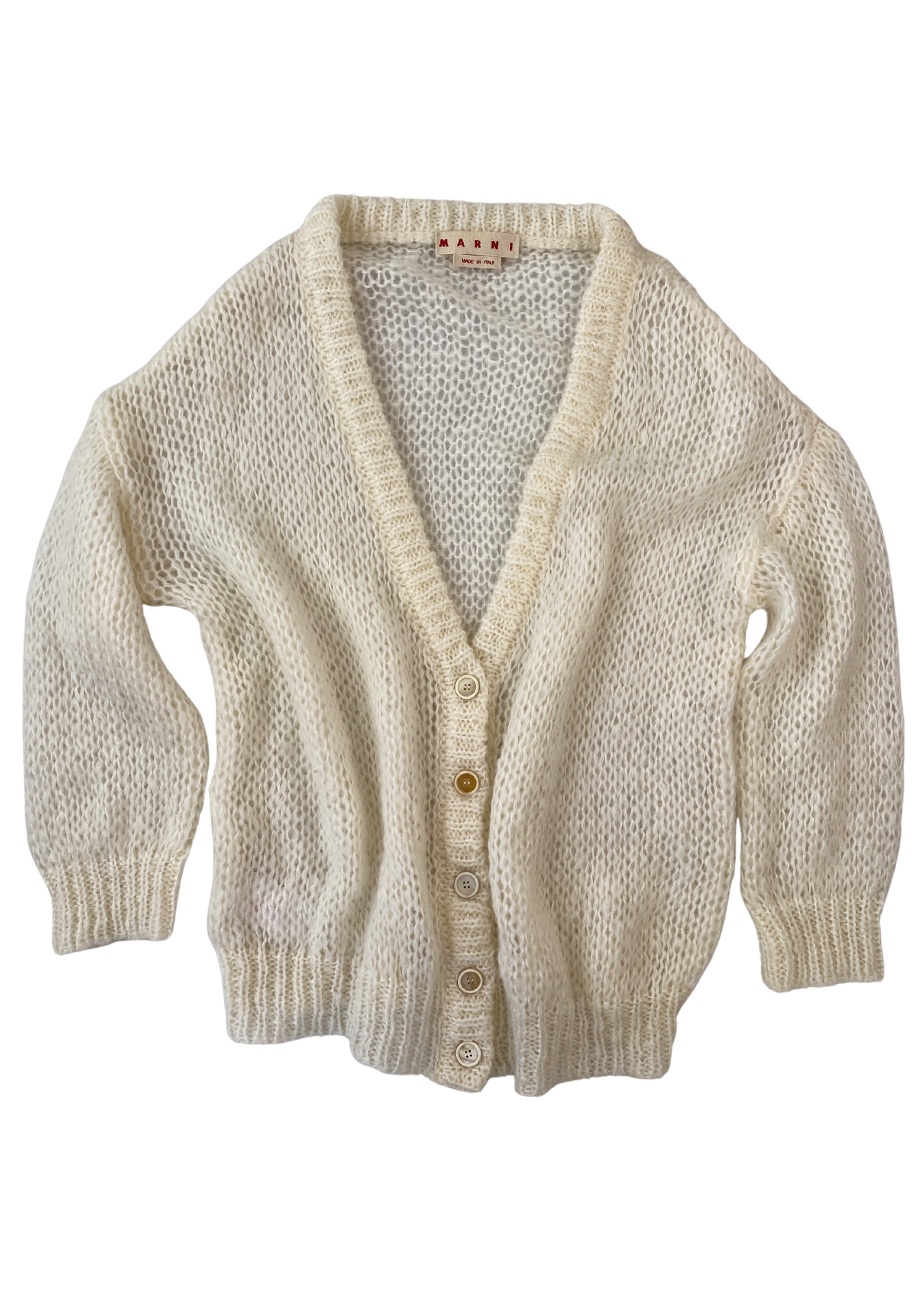 MARNI Cream Mohair Oversize Cardigan