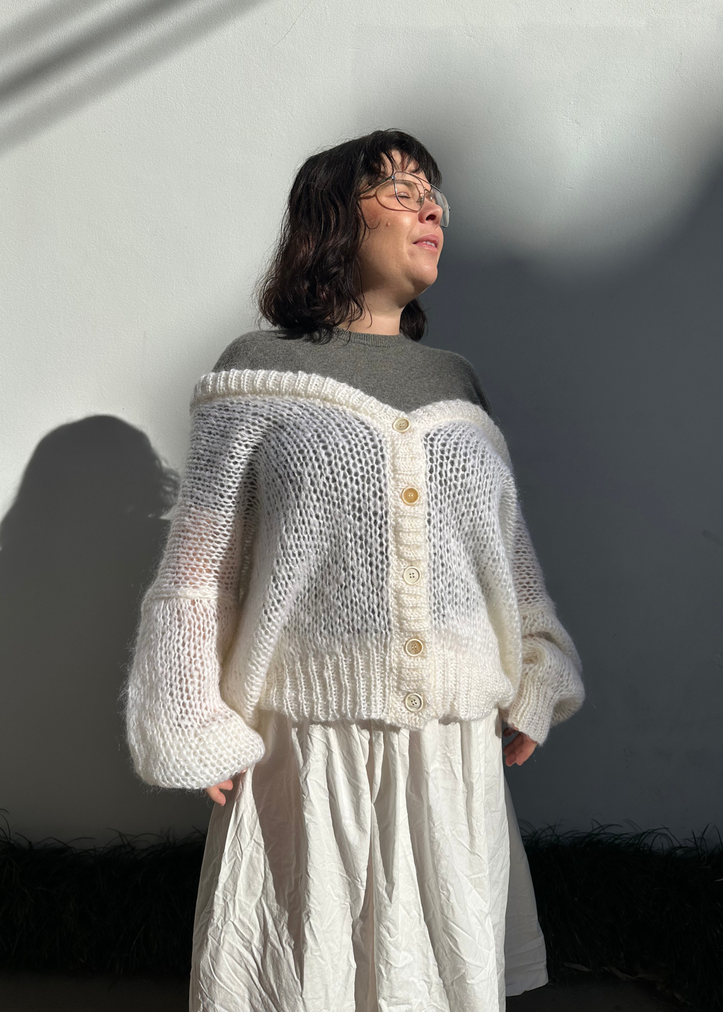 MARNI Cream Mohair Oversize Cardigan