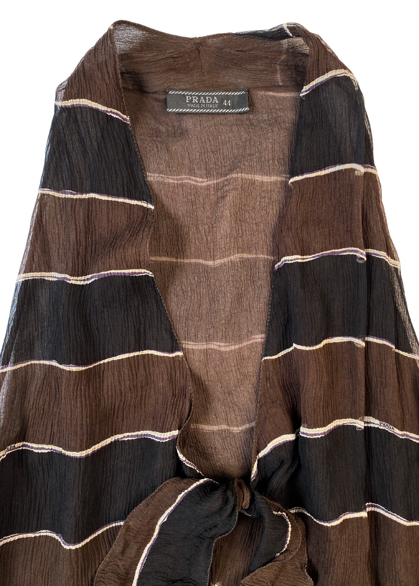 PRADA (AS IS) Stripe Silk Front Tie Top