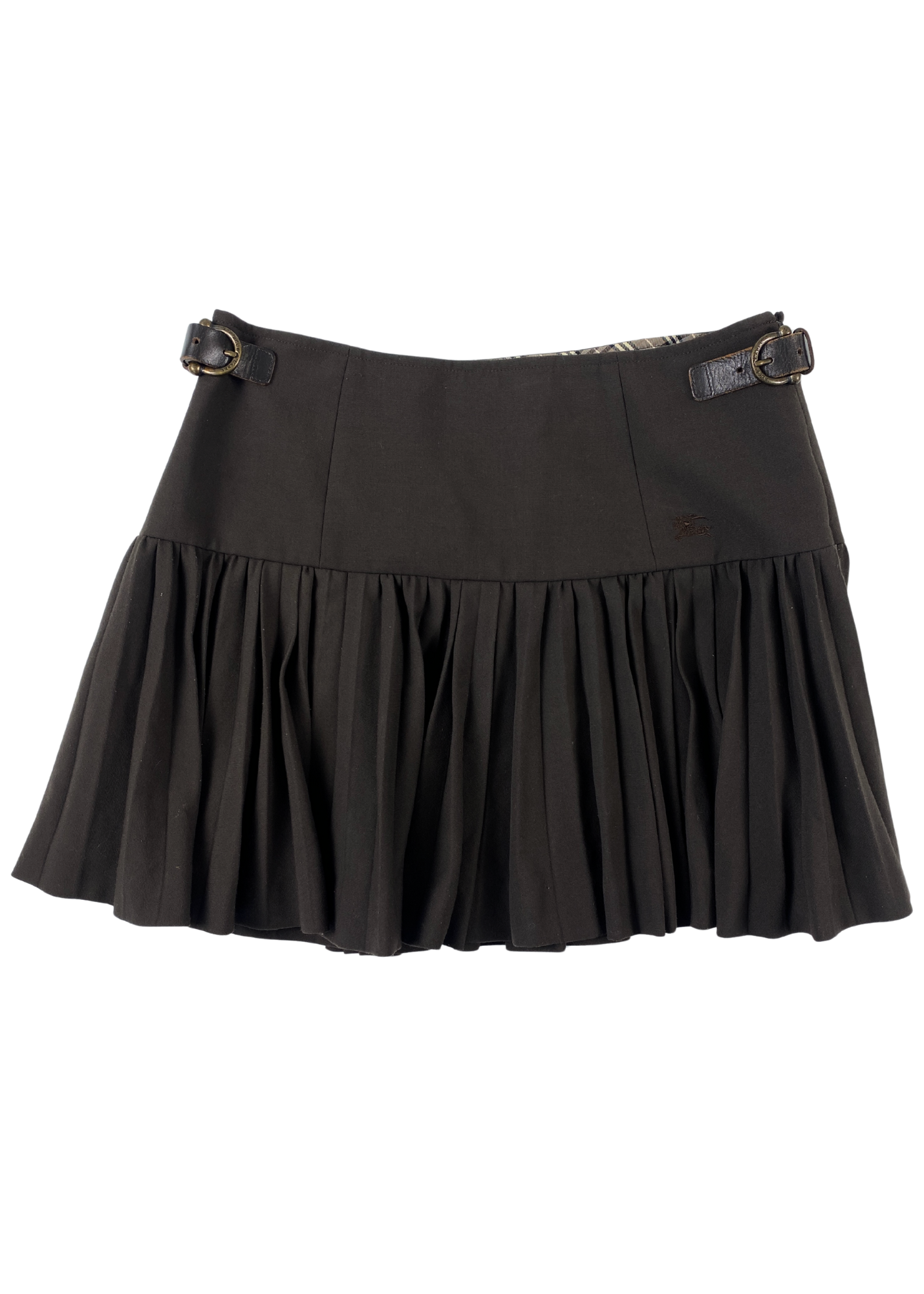 BURBERRY BLUE LABEL Pleat Drop Waist Mini Skirt