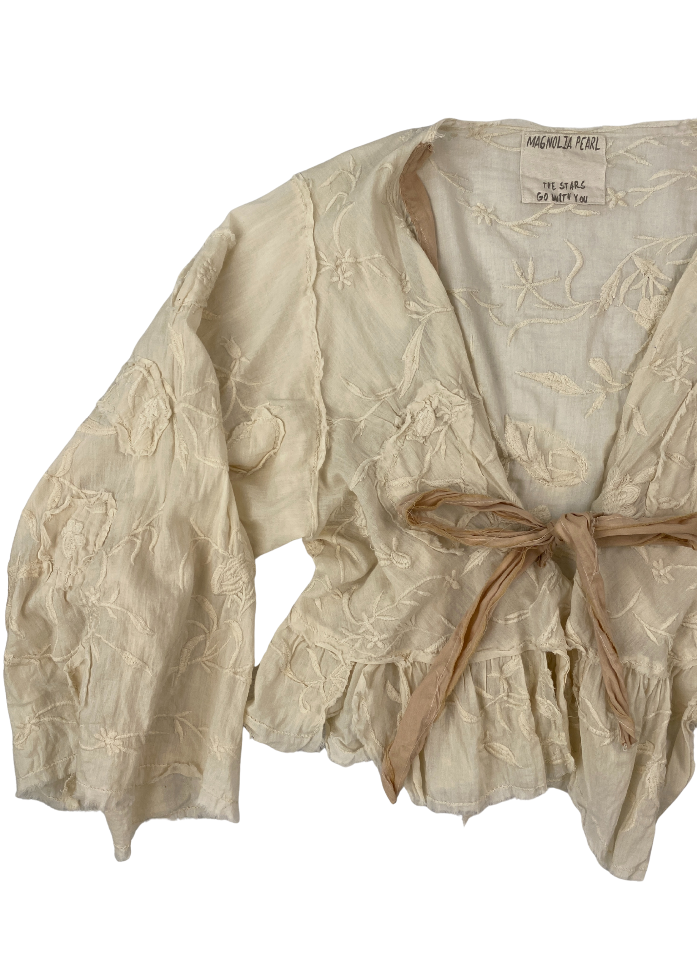 MAGNOLIA PEARL Floral Embroidery Front Tie Top