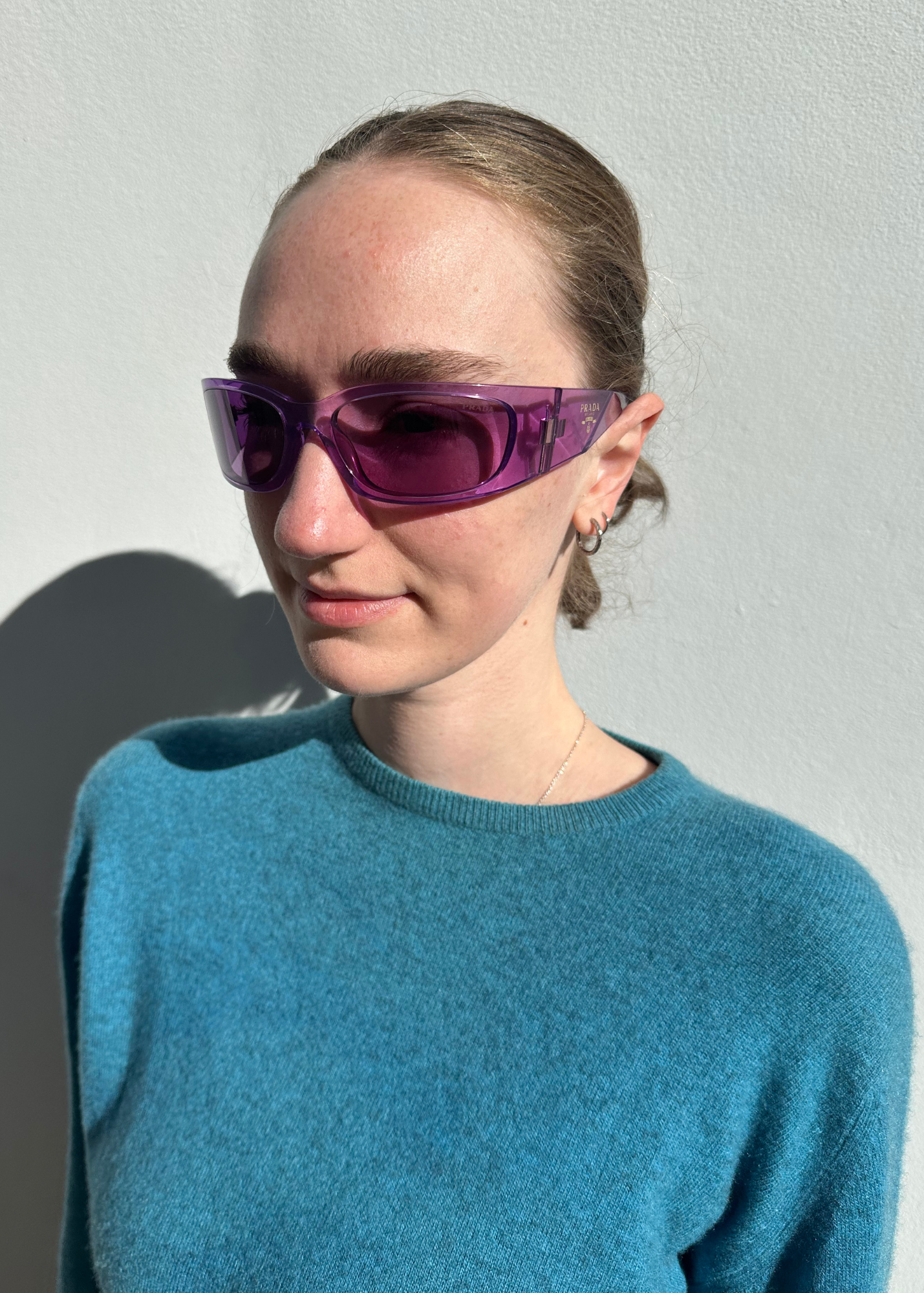 PRADA Transparent Violet Wrap Sunglasses